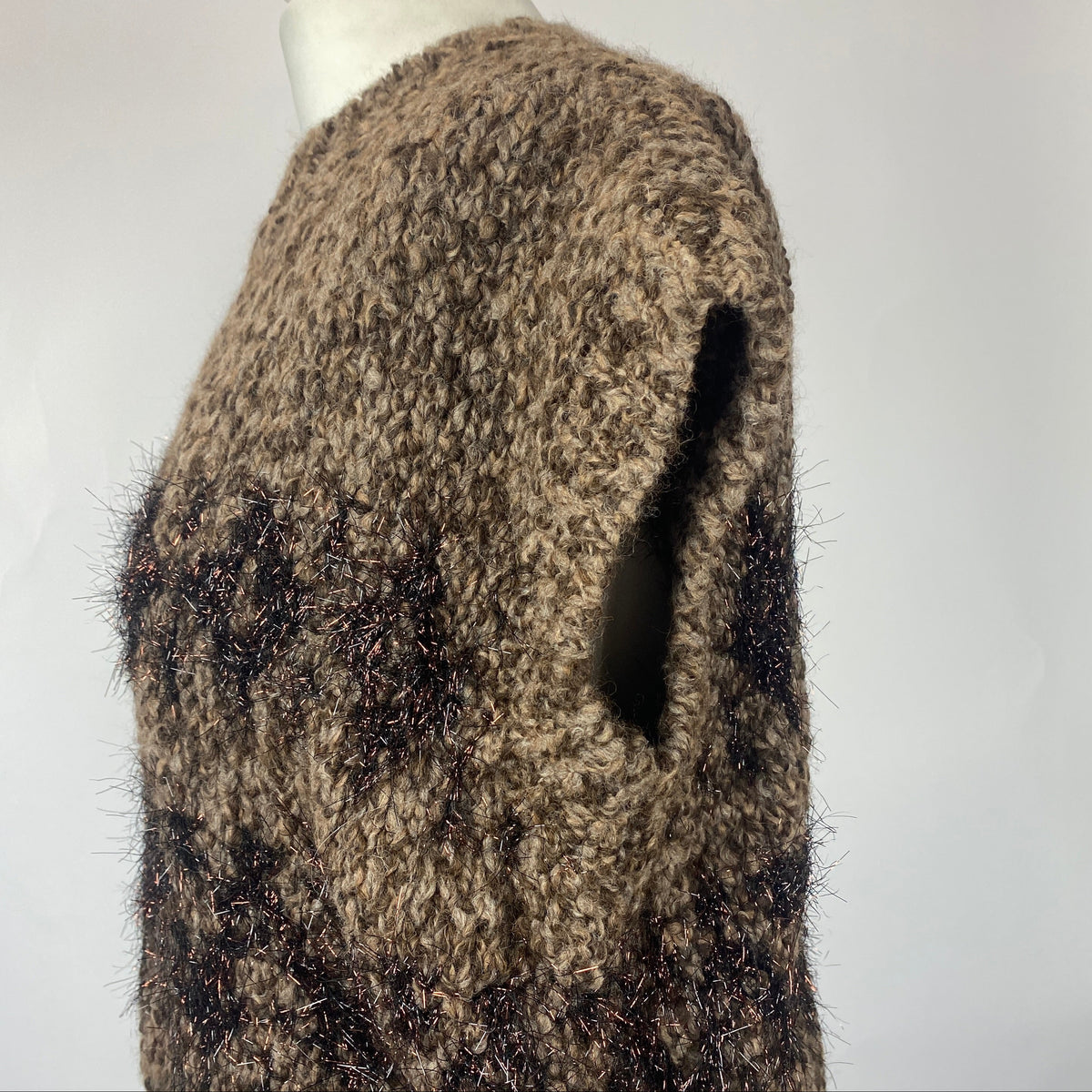 Roberto Collina Mocha Twisted Alpaca Tinsel Sweater M