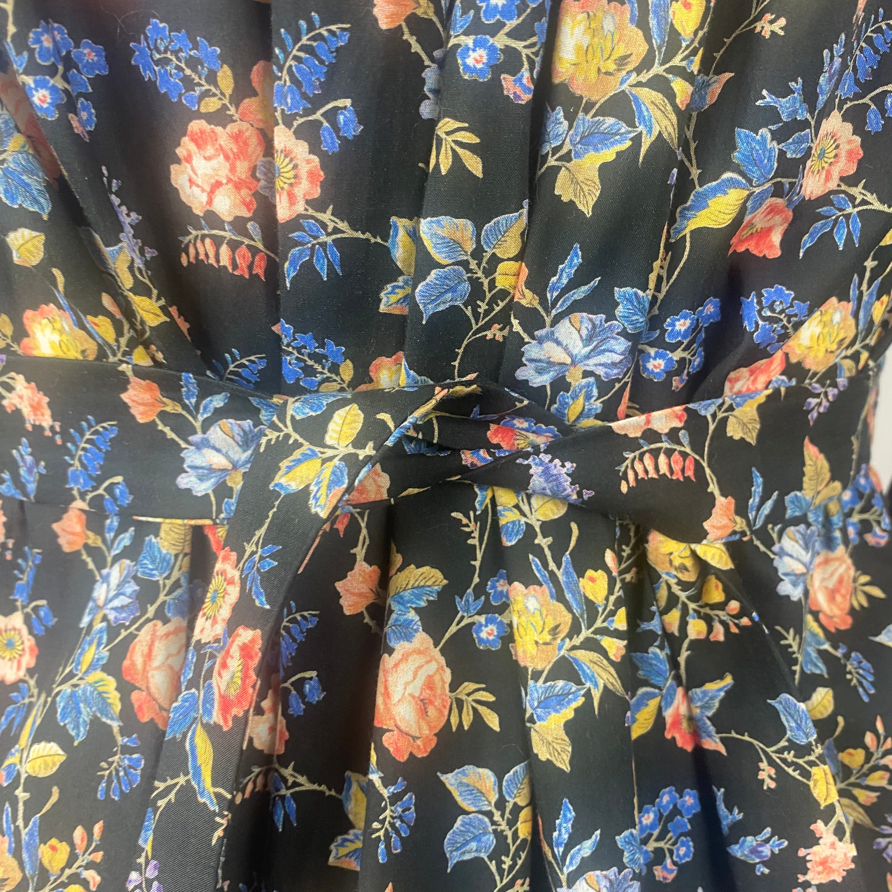 Anna Mason Dark Navy Rose Print Cotton Dress S