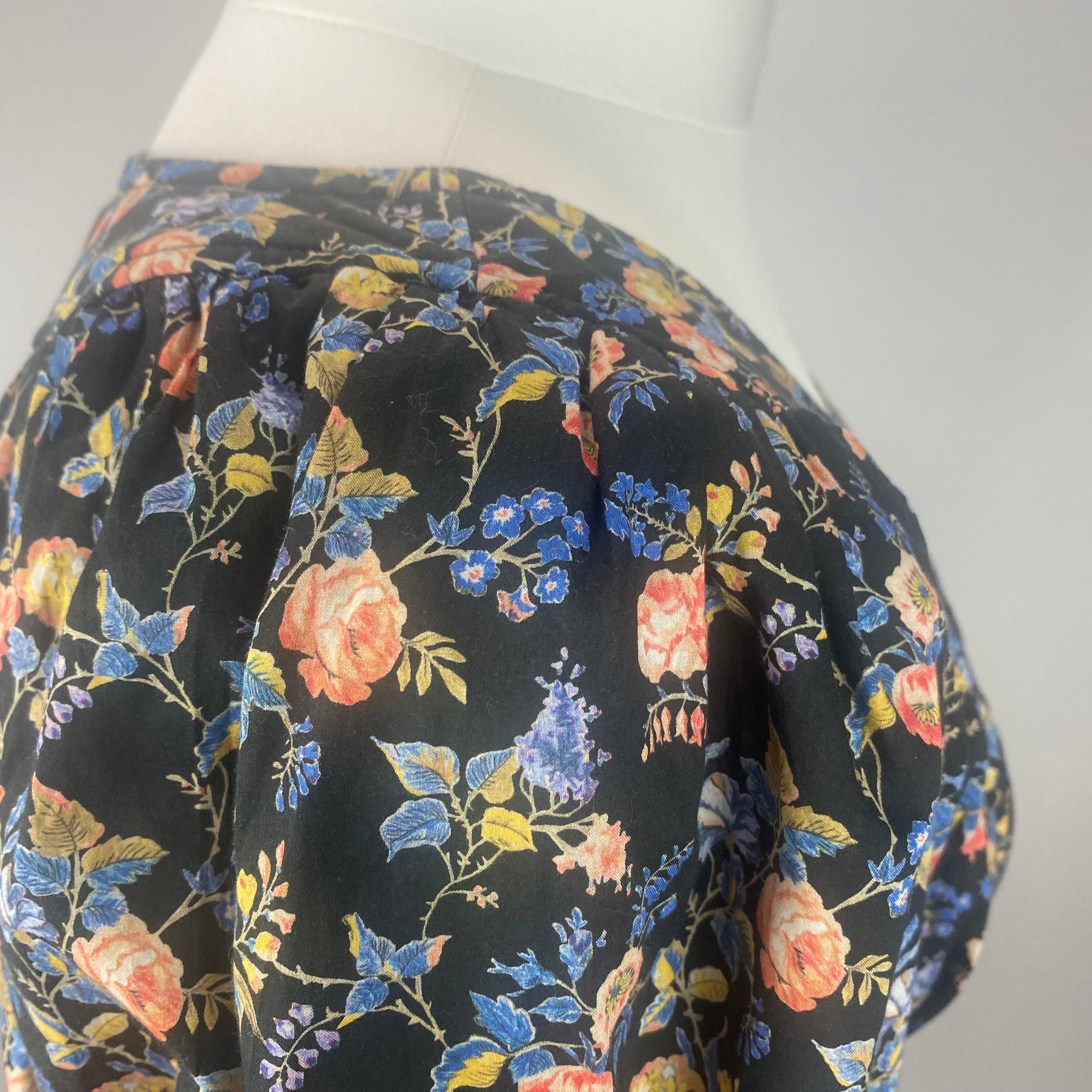 Anna Mason Dark Navy Rose Print Cotton Dress S