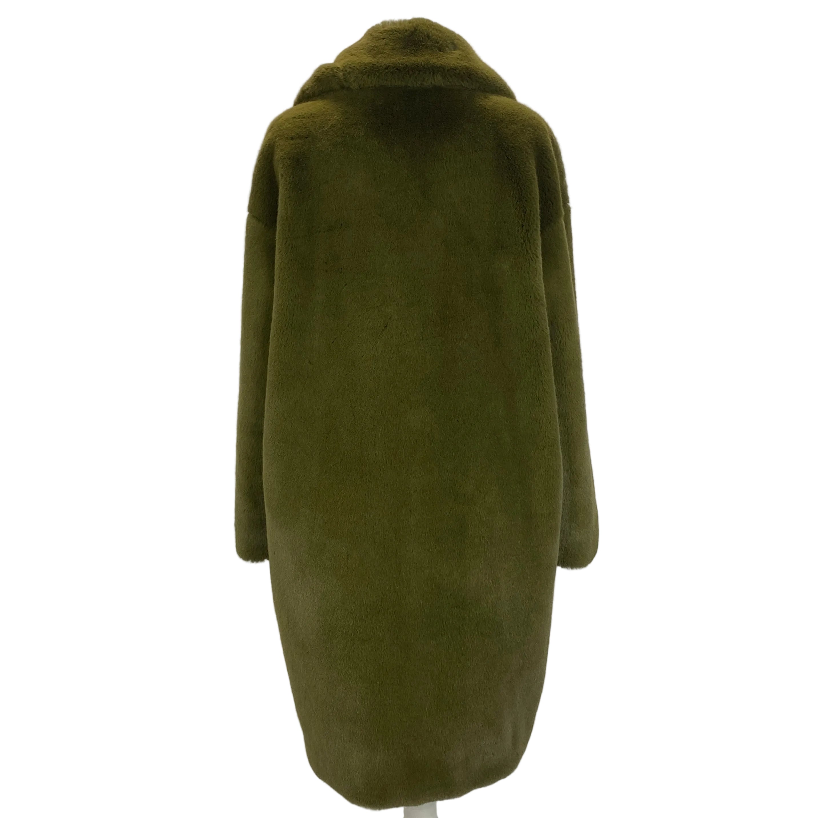 Stand Studio £376 Olive Faux Fur Midi Coat S/M