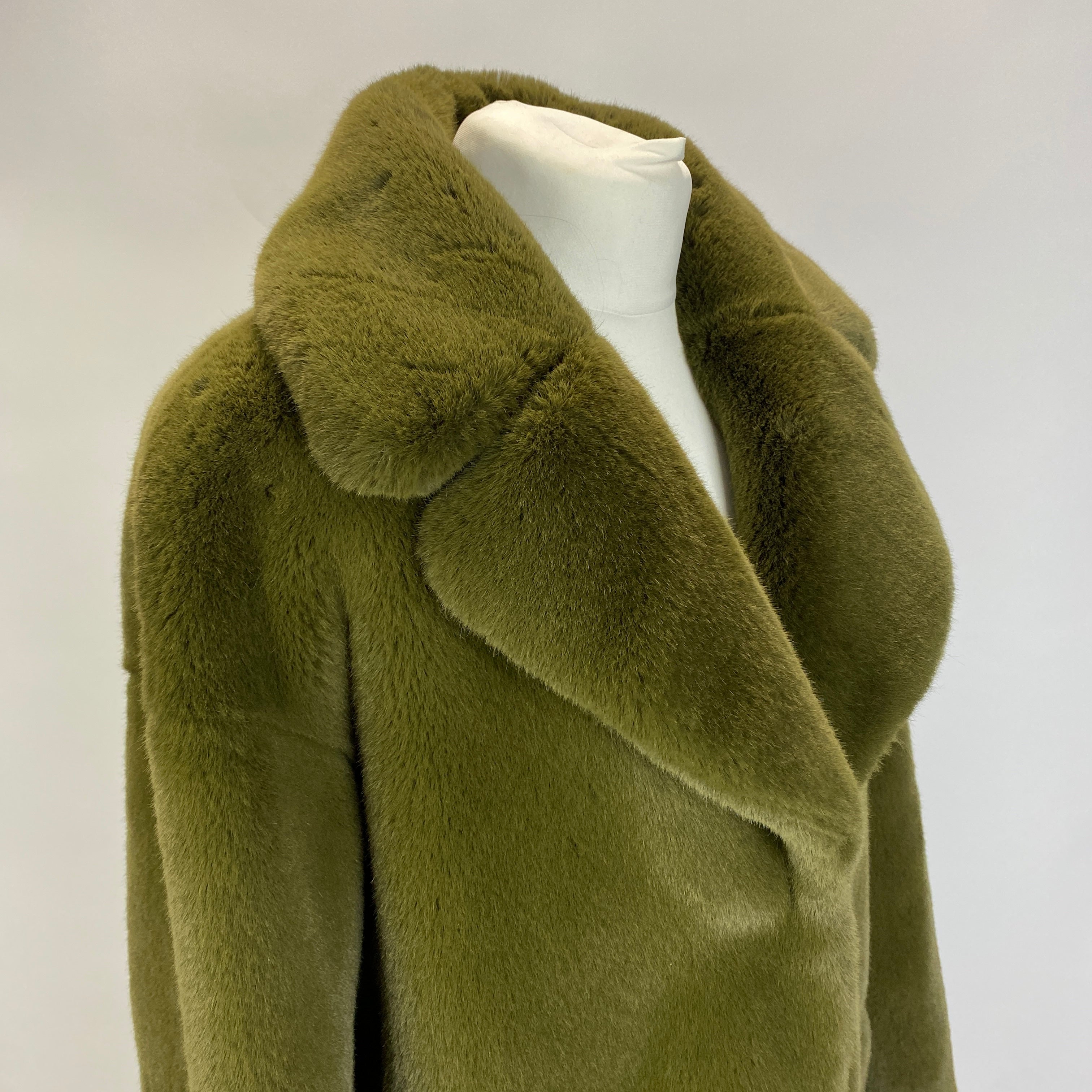 Stand Studio £376 Olive Faux Fur Midi Coat S/M