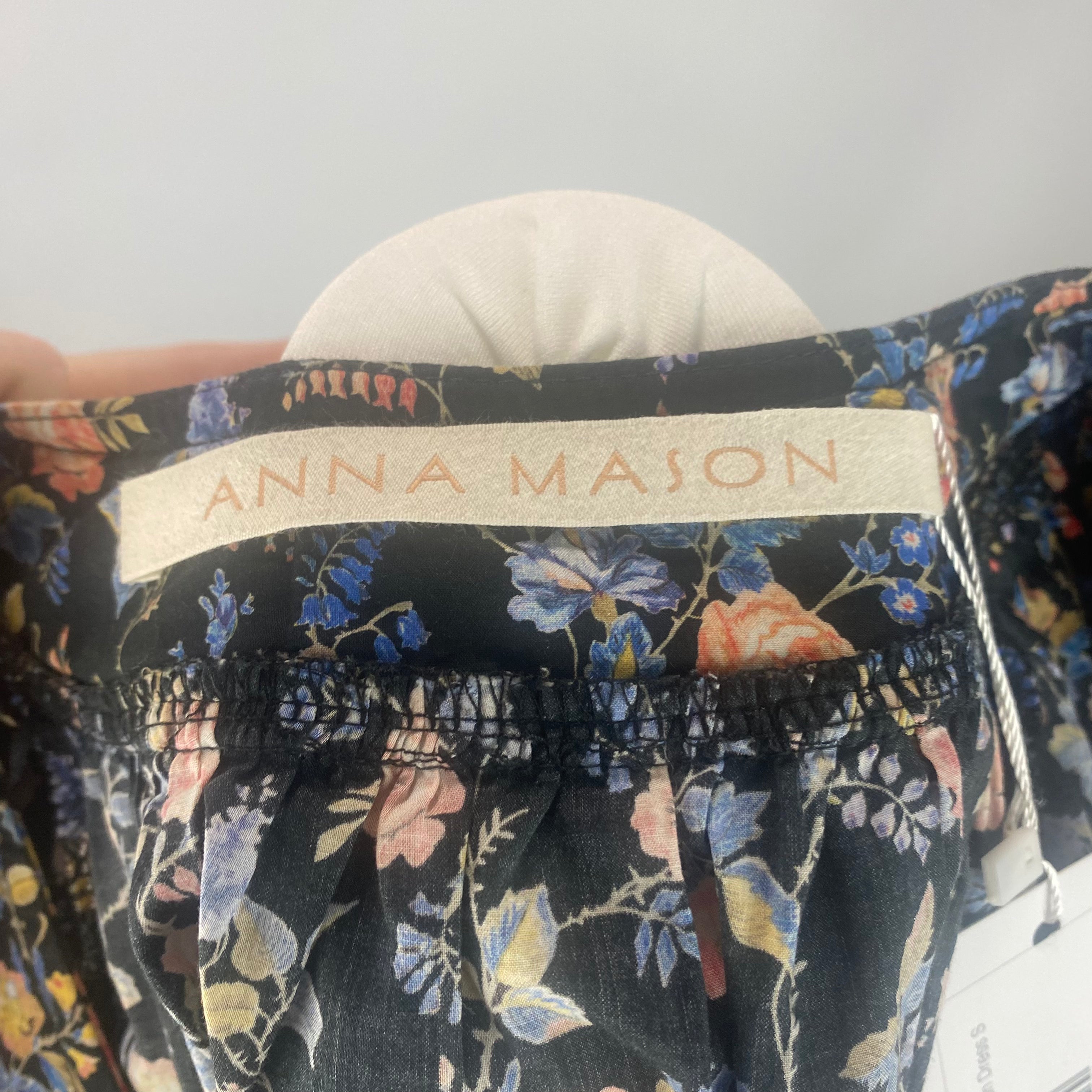 Anna Mason Dark Navy Rose Print Cotton Dress S