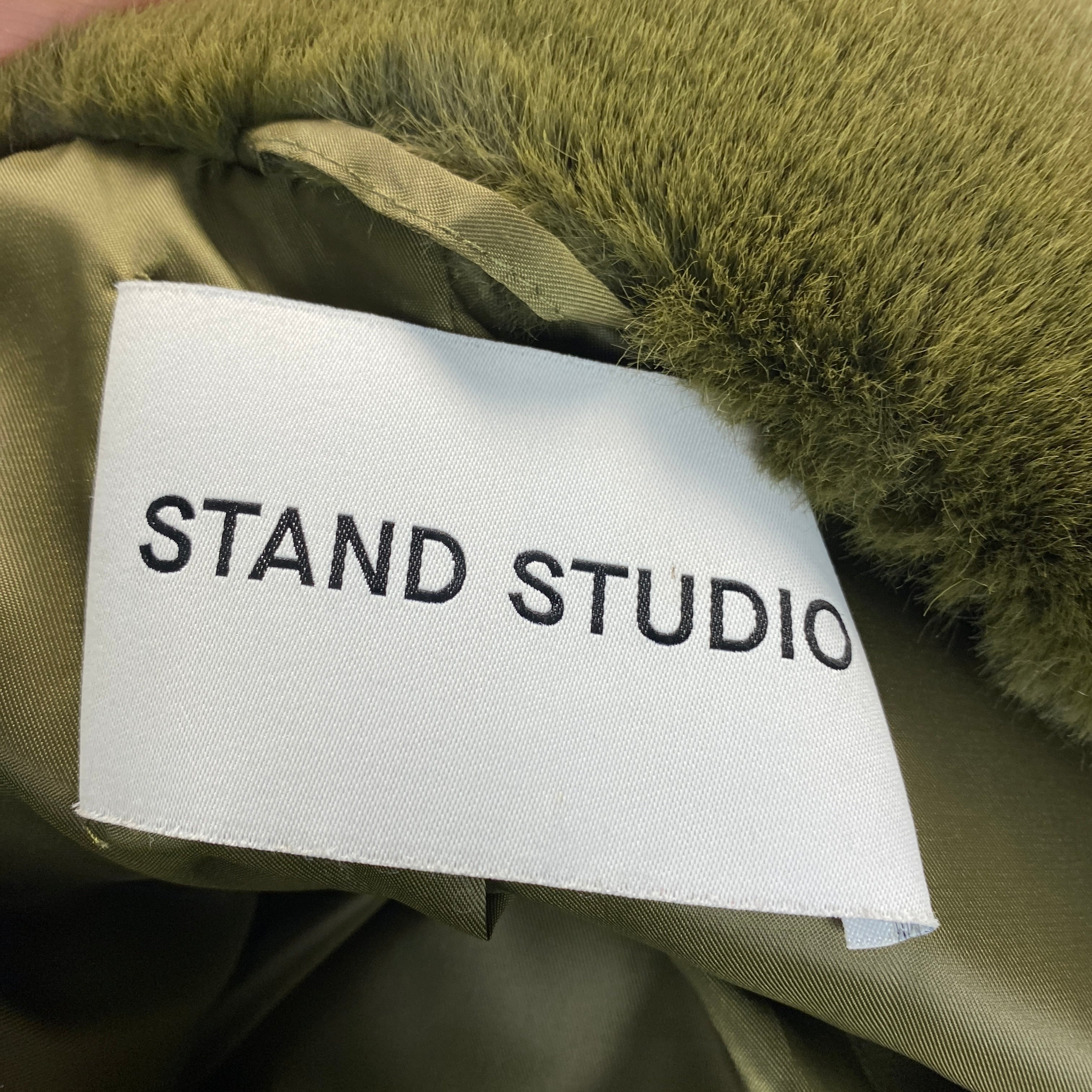 Stand Studio £376 Olive Faux Fur Midi Coat S/M