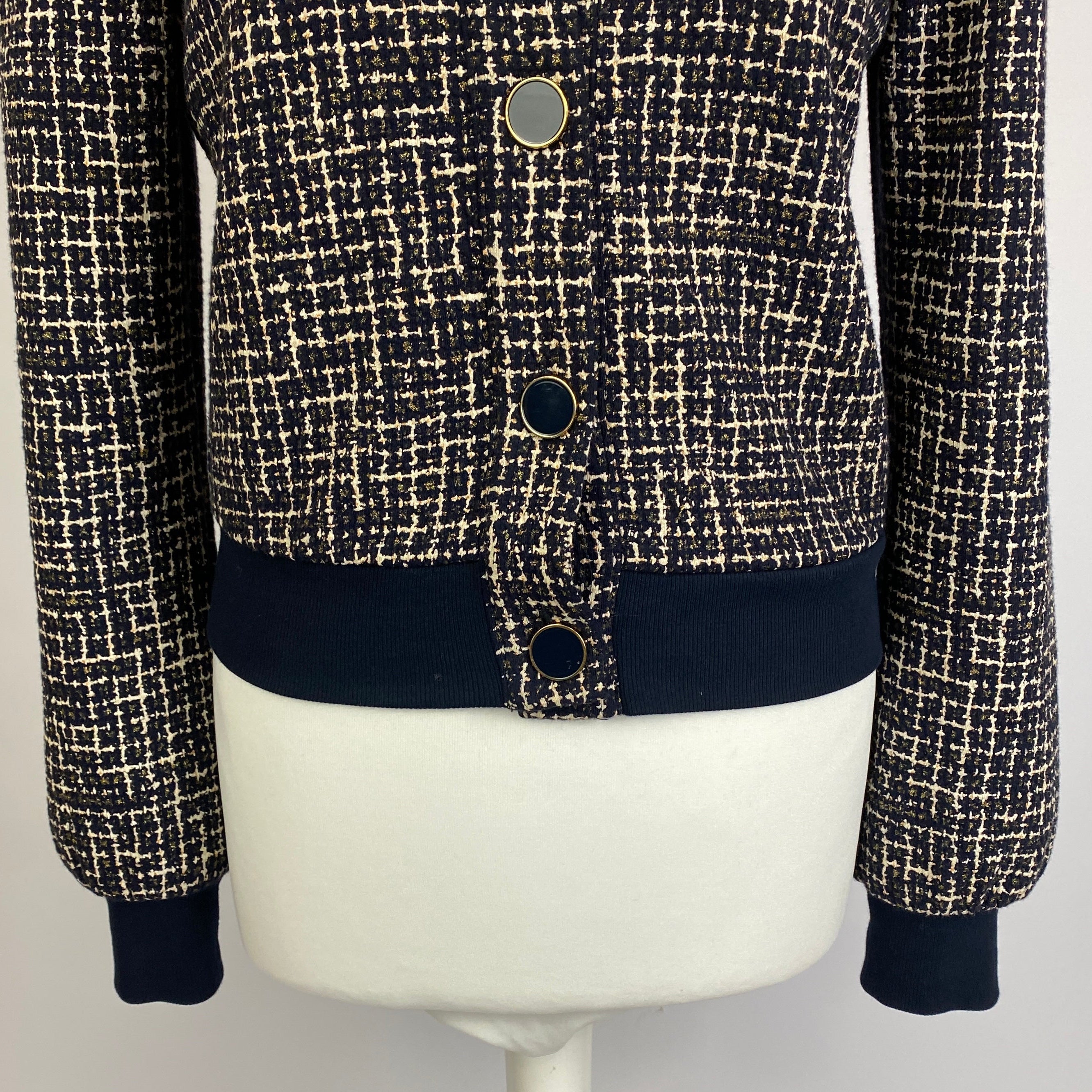 Me&Em £150 Black & Ivory Boucle Tweed Check Jacket S