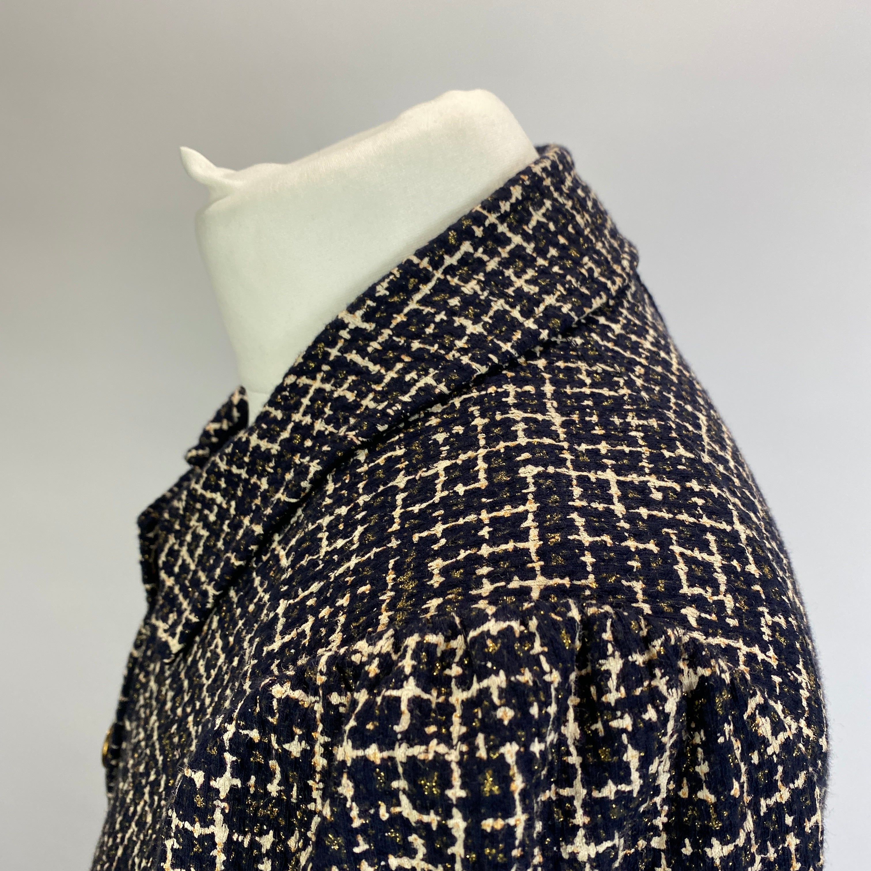 Me&Em £150 Black & Ivory Boucle Tweed Check Jacket S
