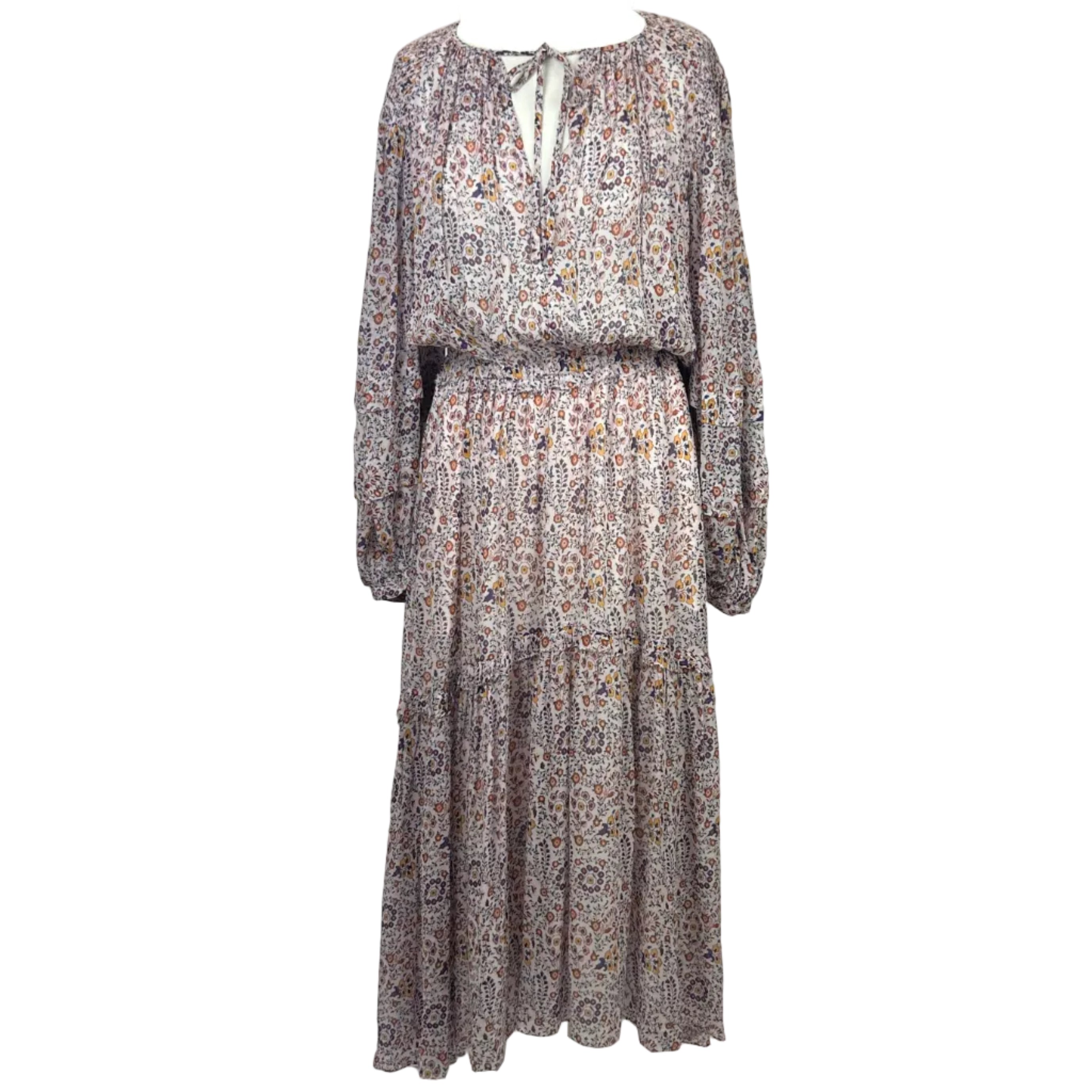 Isabel Marant Etoile New £720 Ivory Floral Chiffon Naema Maxi Dress M