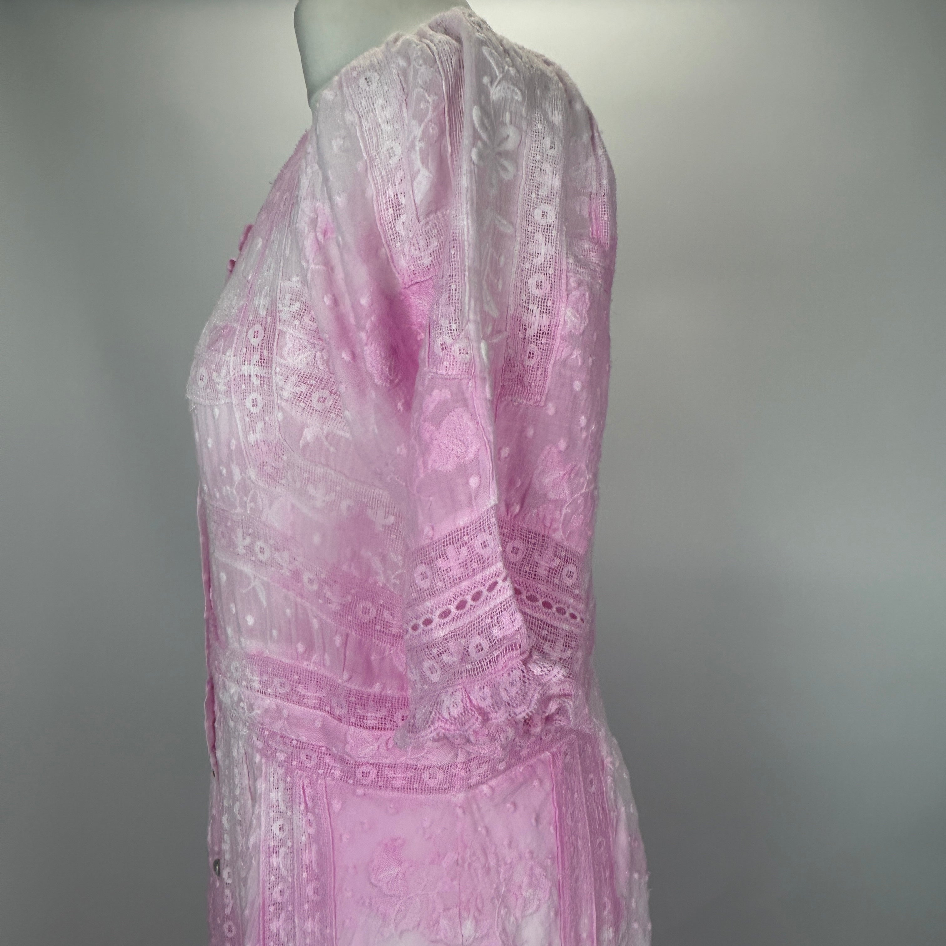 LoveShack Fancy New £485 Pink Minka Heritage Maxi Dress M/L