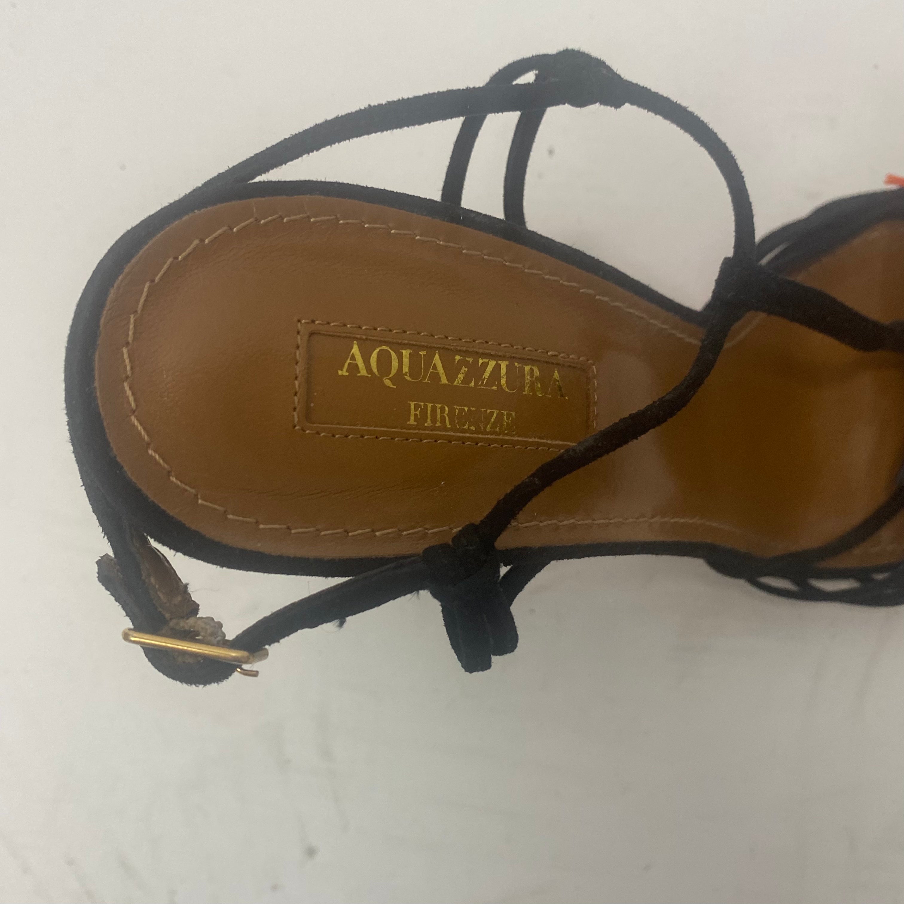 Aquazzura New Black Raffia & Suede Strappy Sandals 38