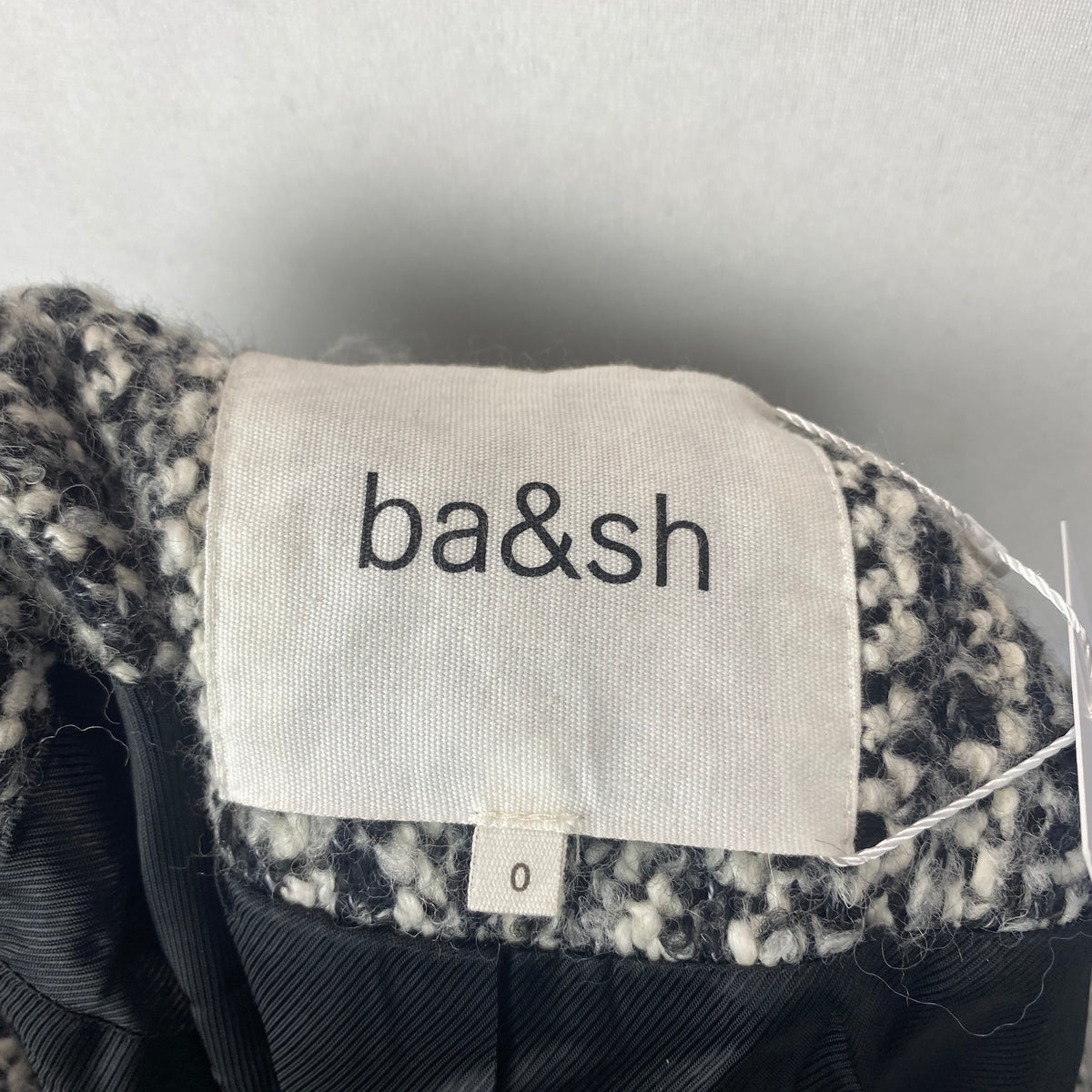 Ba&Sh £400 Monochrome Tweed Boucle Coat XS