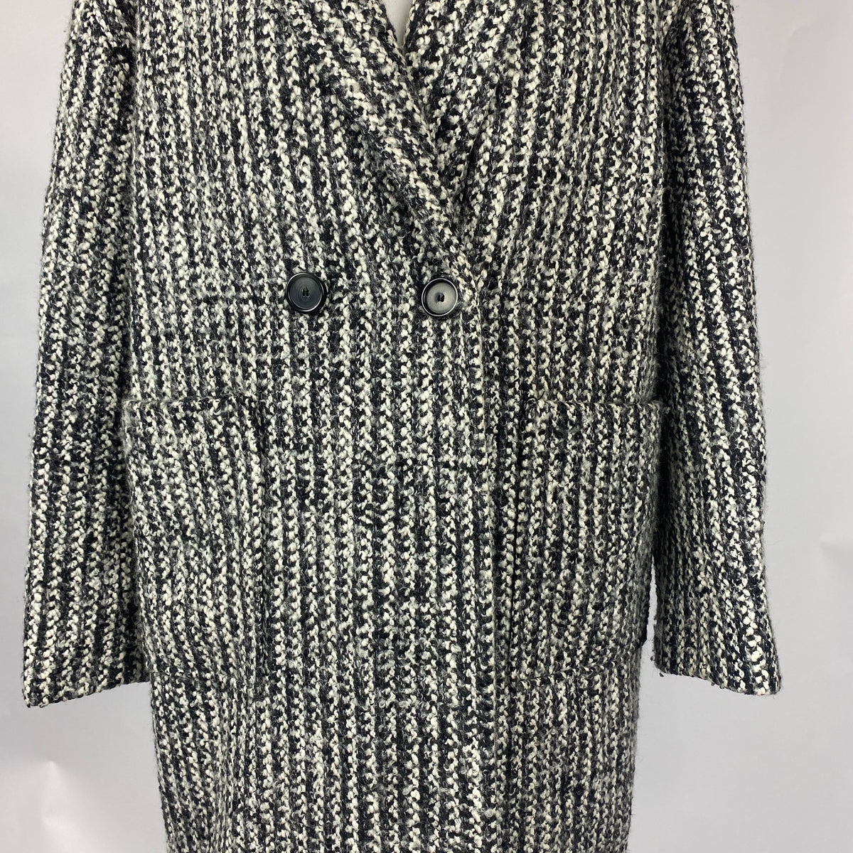 Ba&Sh £400 Monochrome Tweed Boucle Coat XS
