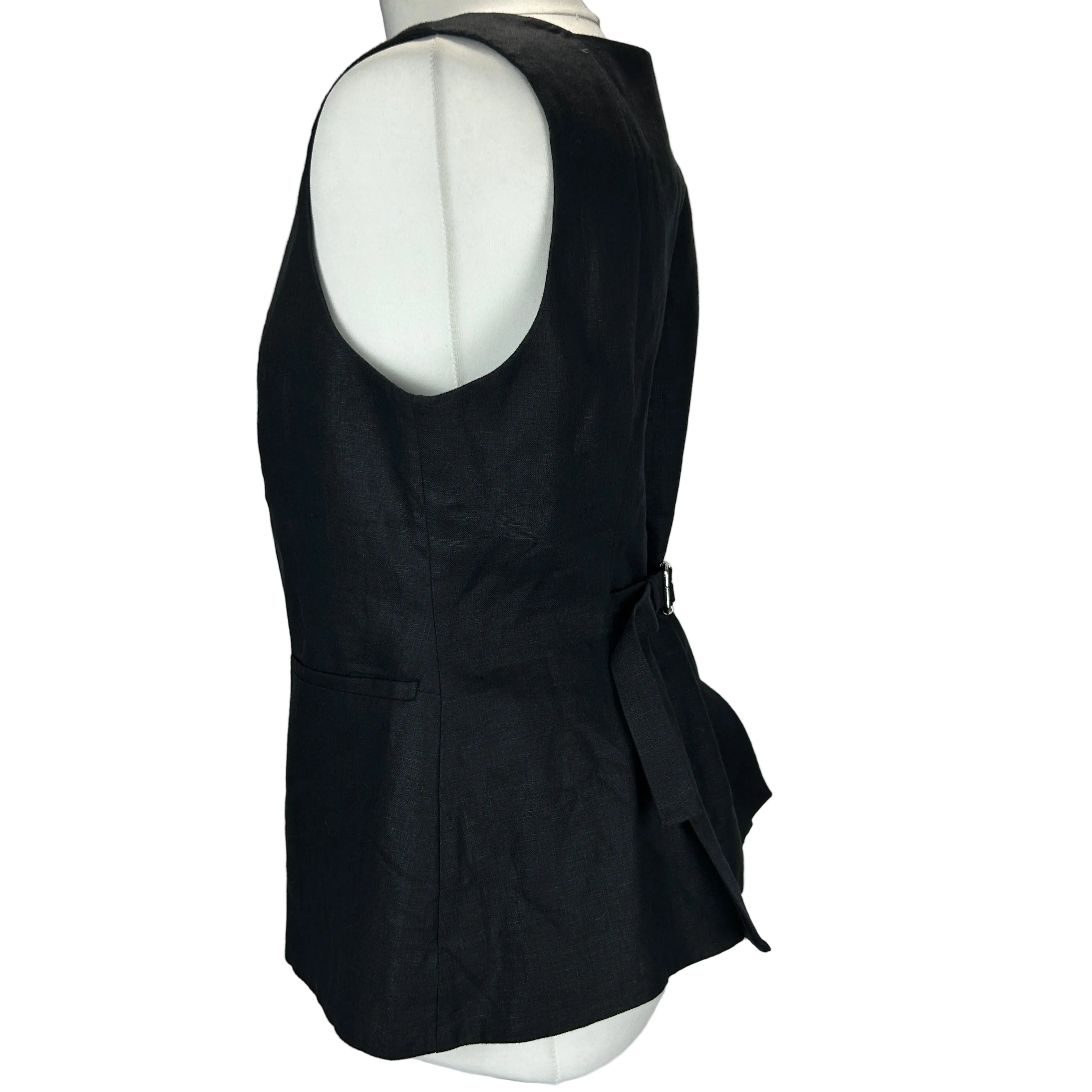 Posse New Black Linen Longline Waistcoat L