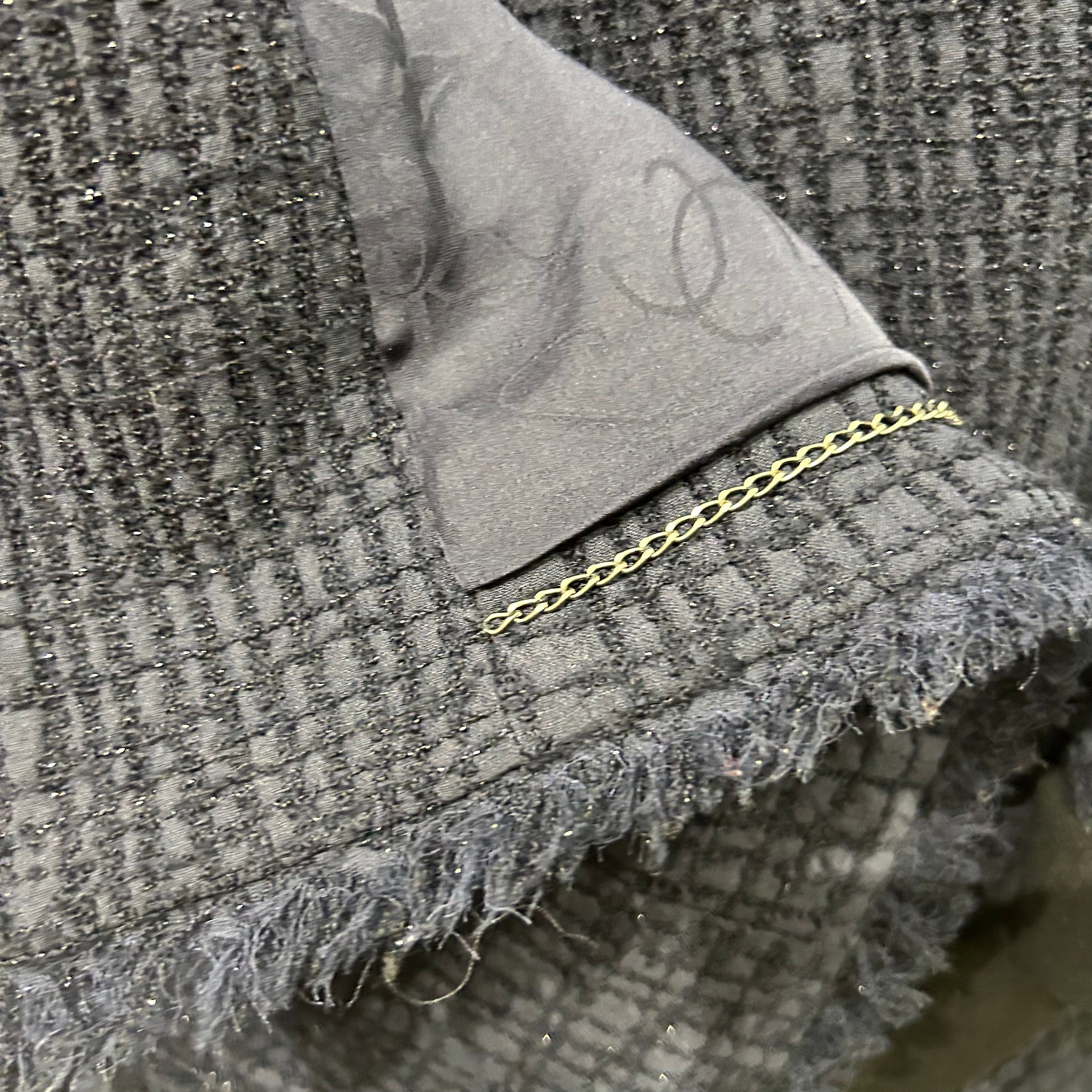 Chanel New Navy Sparkle Wool & Silk Tuxedo Jacket XS/XXS