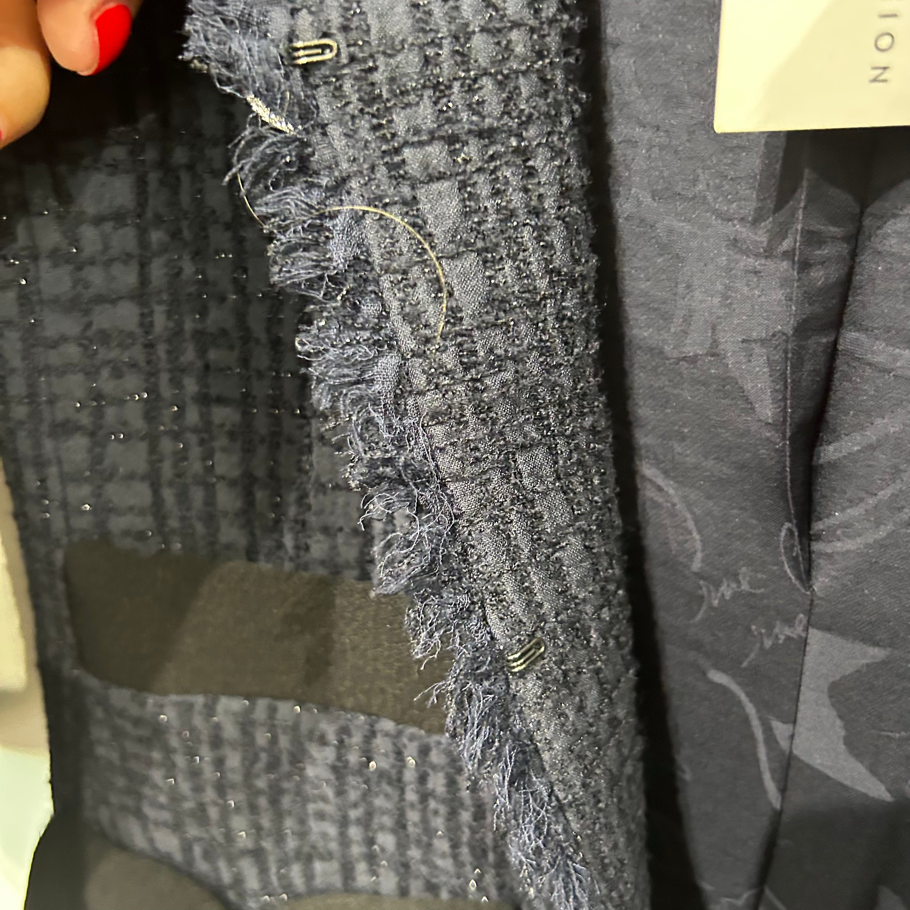 Chanel New Navy Sparkle Wool & Silk Tuxedo Jacket XS/XXS