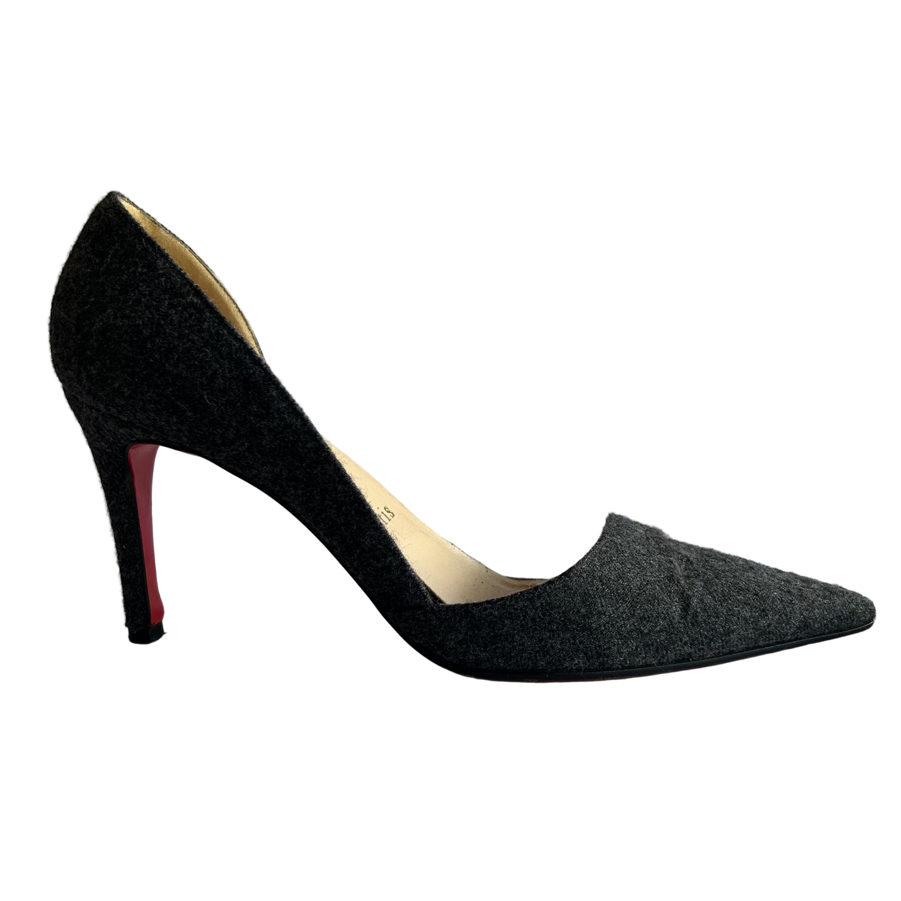 Christian Louboutin Grey Wool Flannel Heels 36.5