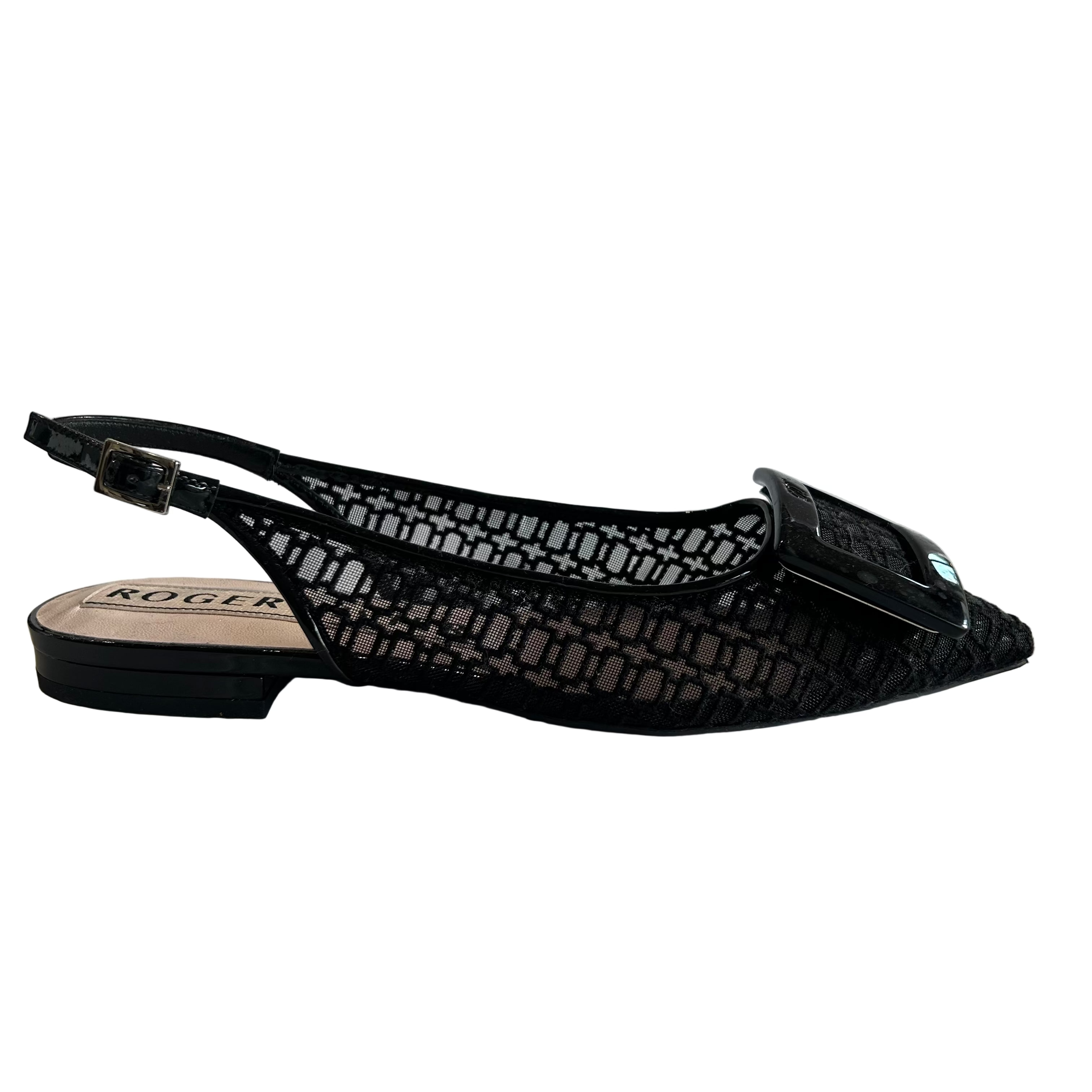 Roger Vivier New £740 Gommettine Net Slingback Flats 35.5
