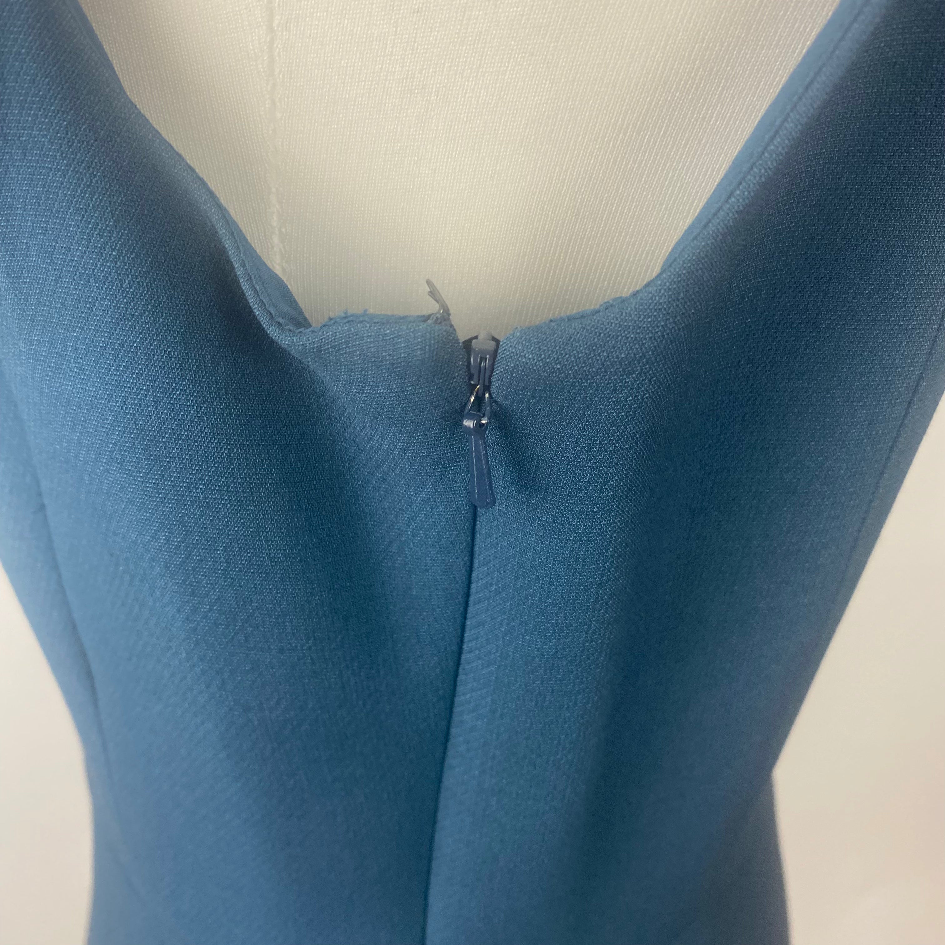 Christian Dior Teal Silk & Wool Midi Dress L