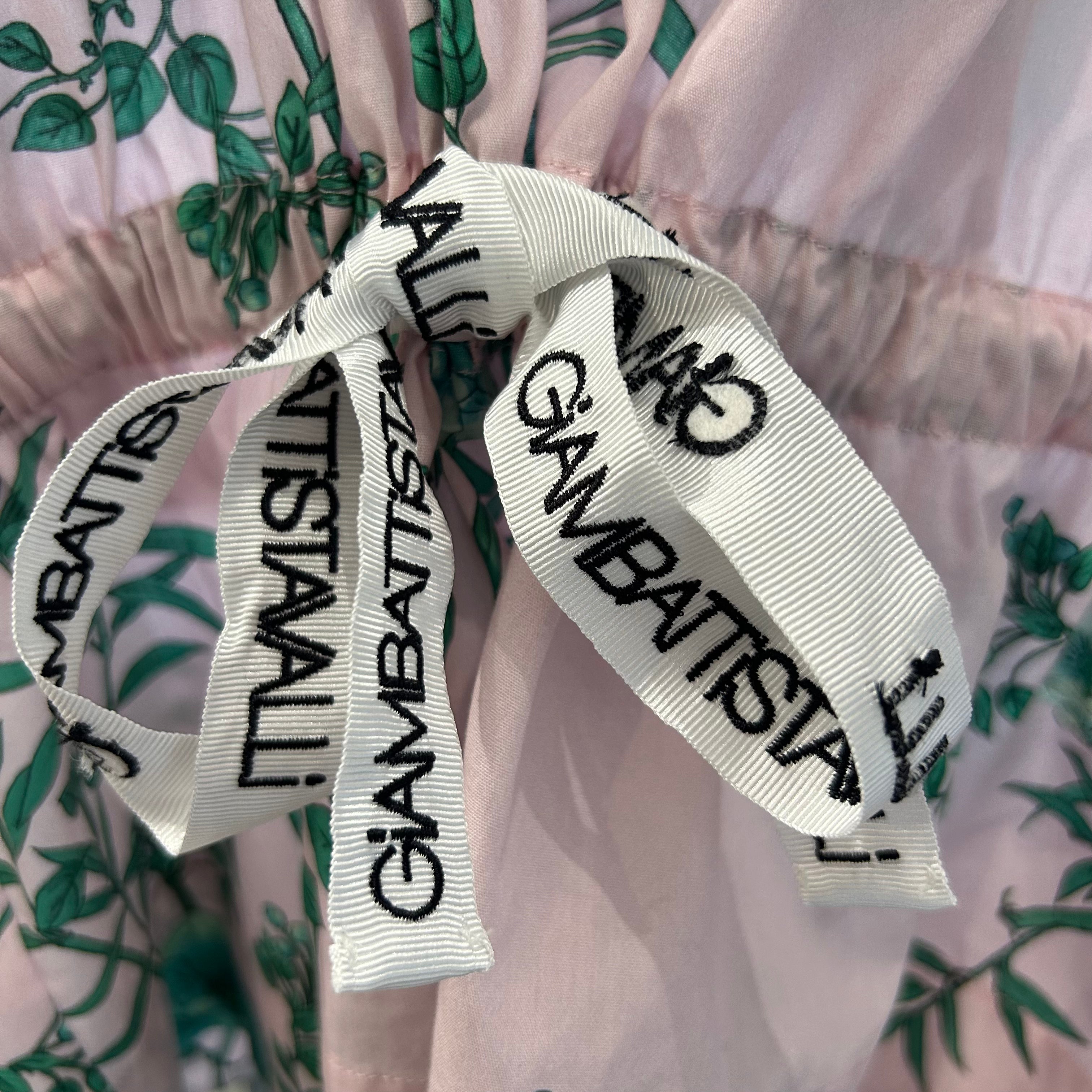 Giambattista Valli £900 Pink & Green Floral Print Cotton Blouse XS