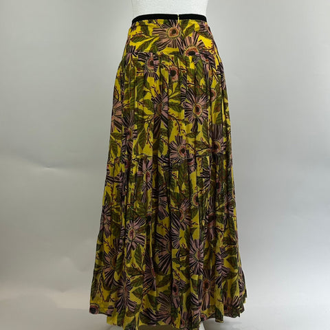 Red Valentino Yellow Floral Cotton Maxi Skirt XS