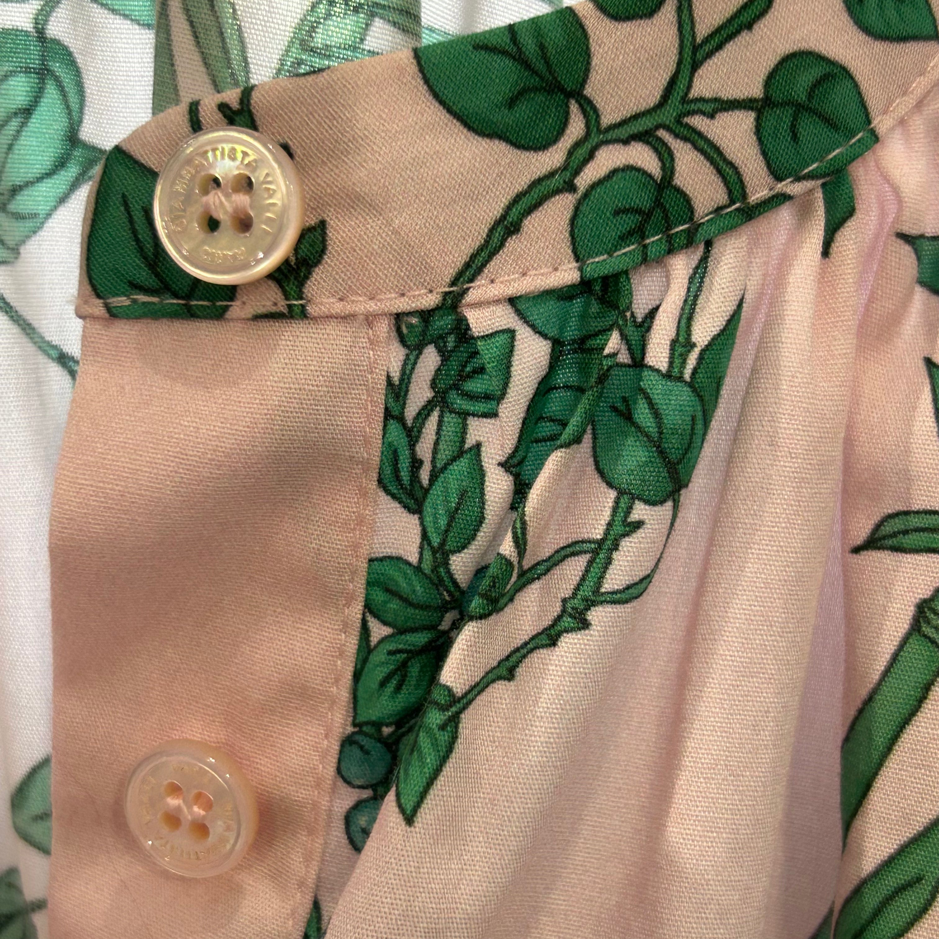 Giambattista Valli £900 Pink & Green Floral Print Cotton Blouse XS