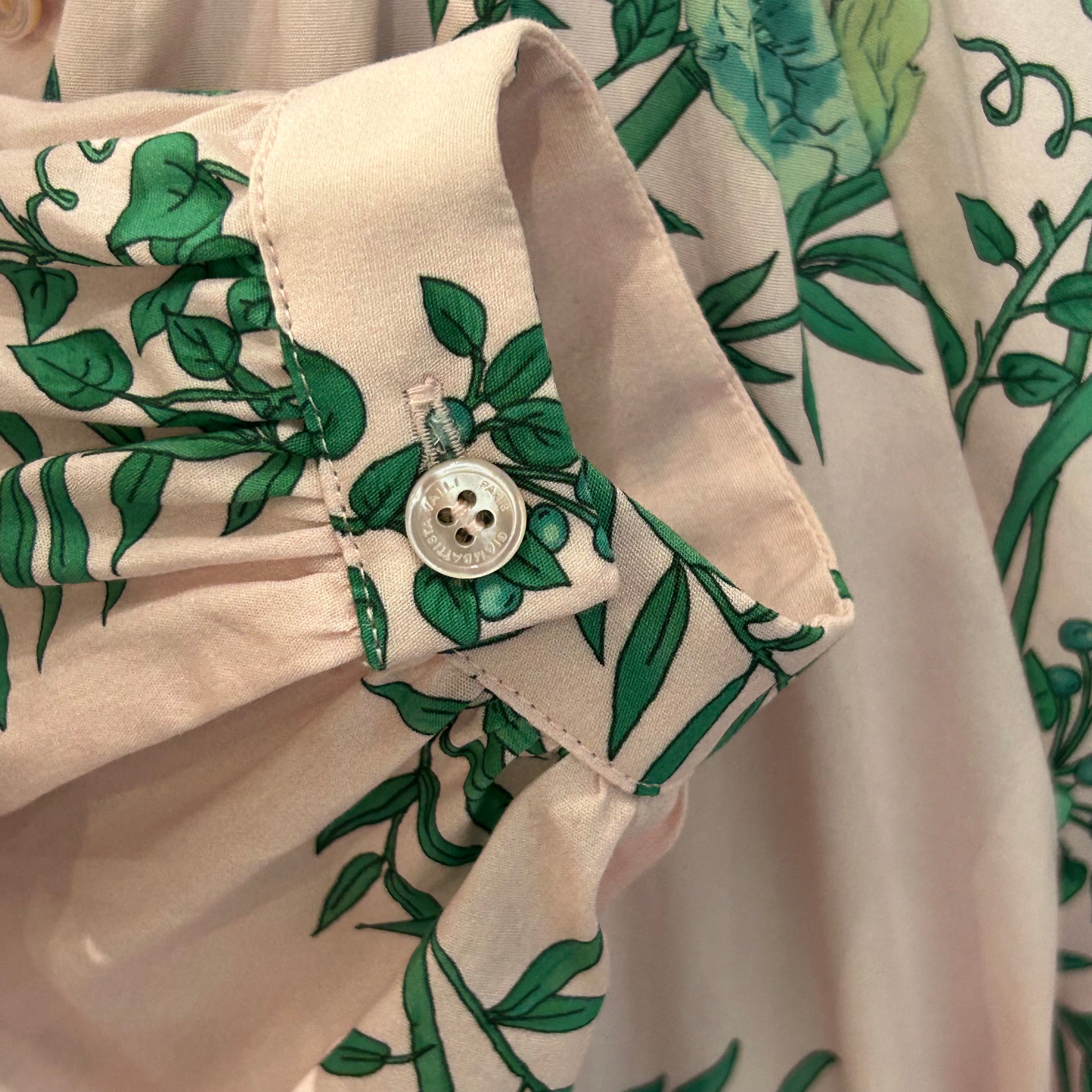 Giambattista Valli £900 Pink & Green Floral Print Cotton Blouse XS