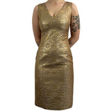 Carolina Herrera_ Gold & Lilac Brocade Shift Dress XS