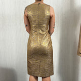 Carolina Herrera_ Gold & Lilac Brocade Shift Dress XS