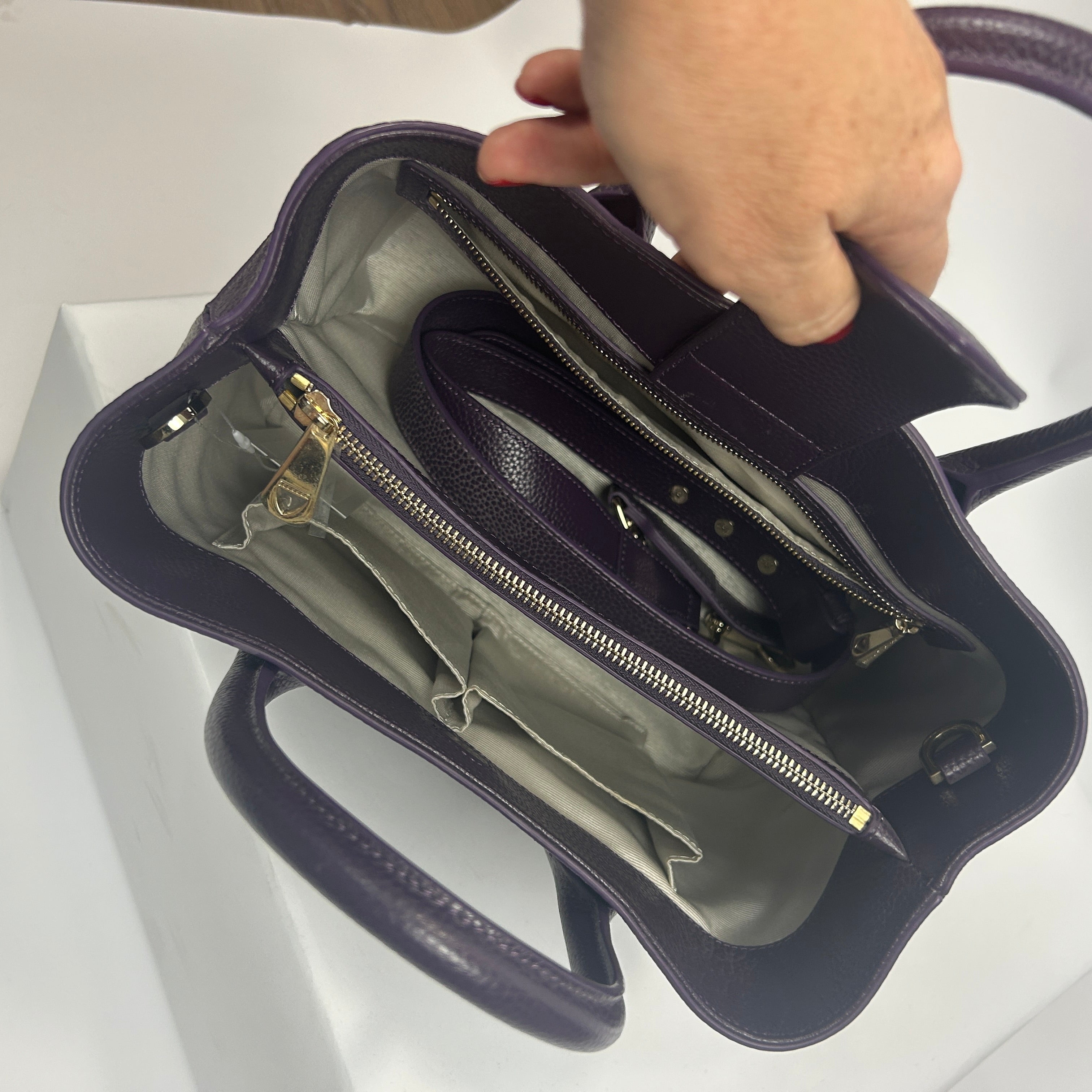 Aspinal of London New Purple Midi London Tote Bag