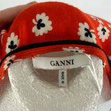 Ganni Tomato Red Floral Wrap Maxi Dress M
