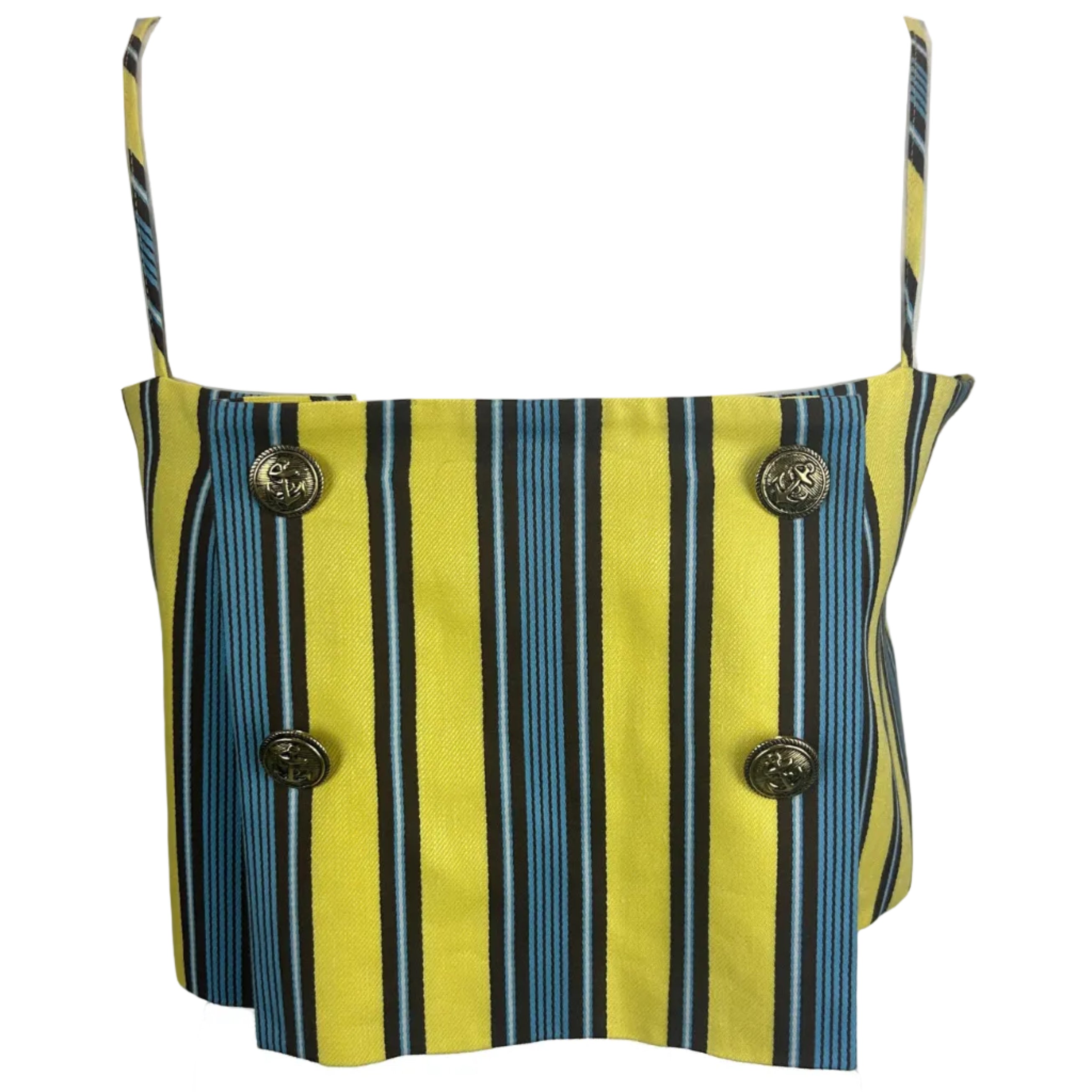 Rosie Assoulin New £360 Yellow Stripe Linen Mix Camisole XS