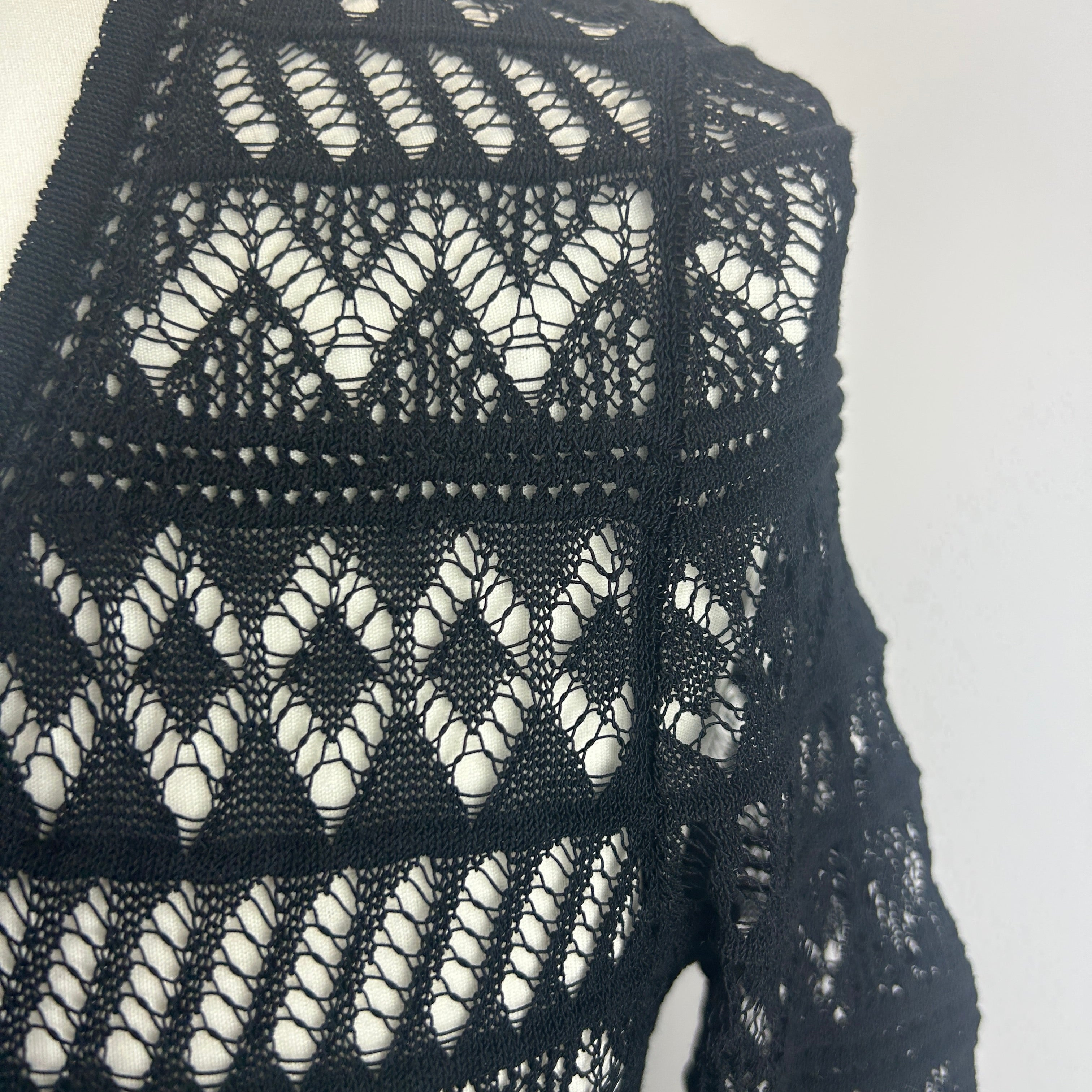 Isabel Marant New £990 Black Atedy Open-Knit Midi Dress S