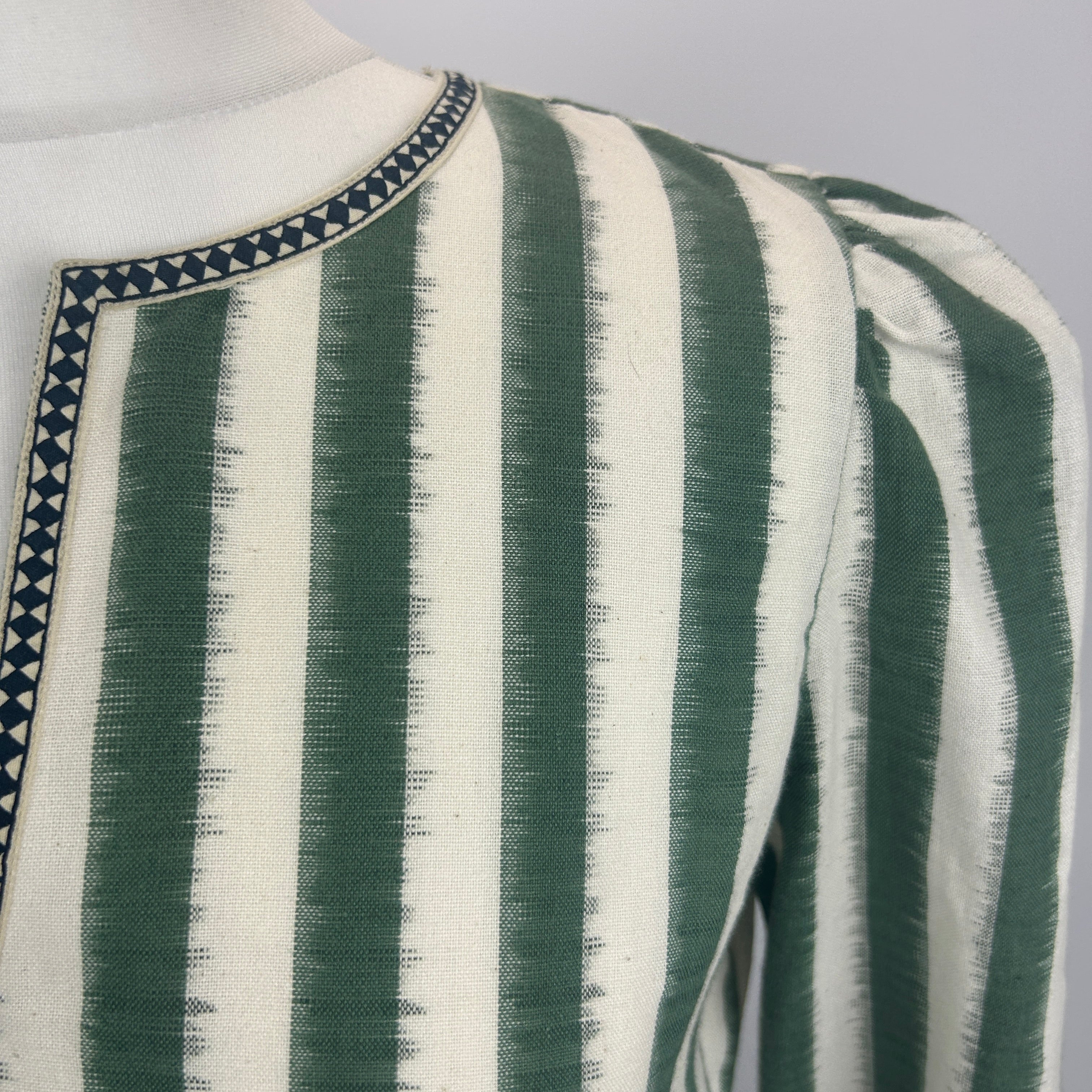 Emporio Sirenuse New £460 Ivy & Cream Stripe Cotton Tunic XS