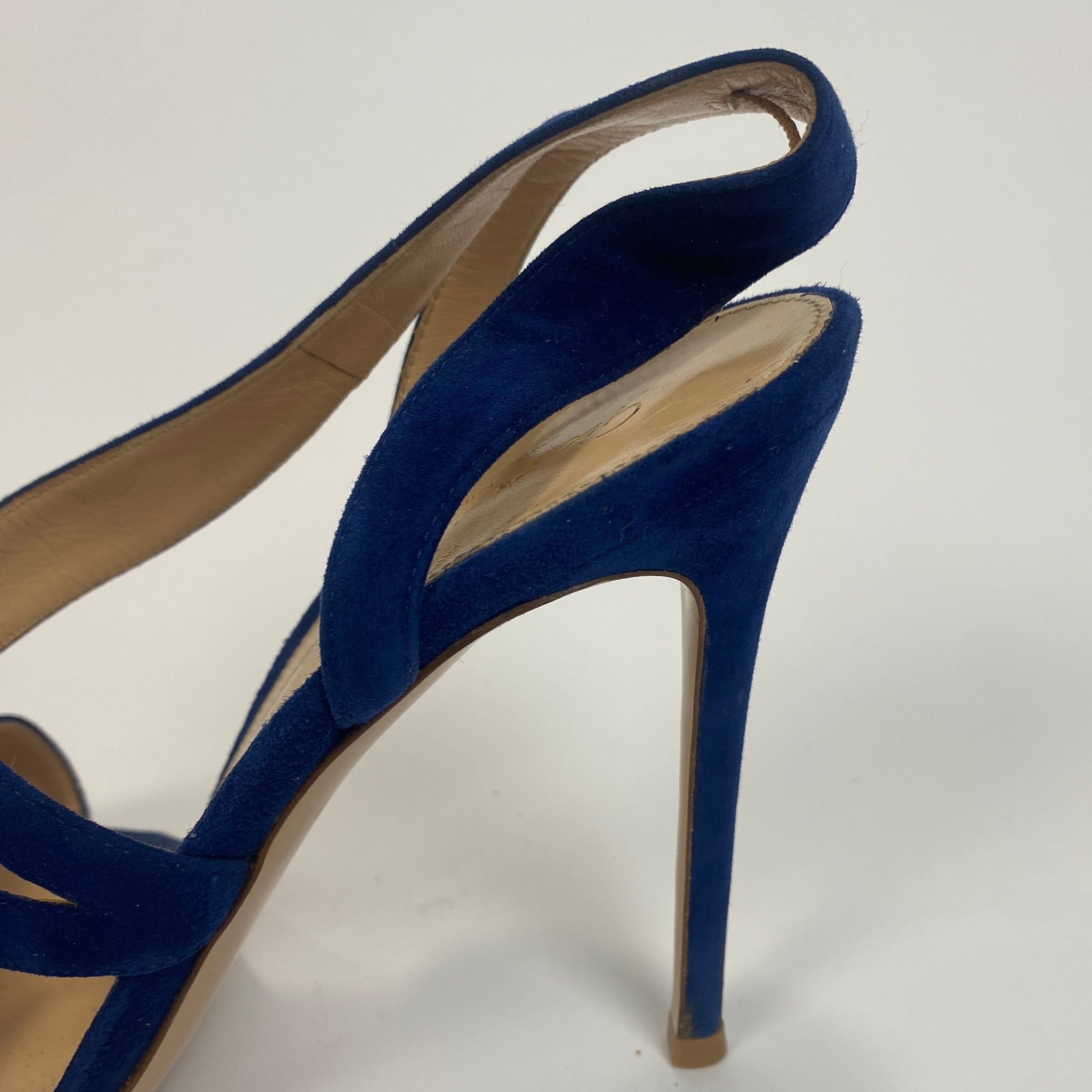 Gianvito Rossi Navy Blue Suede Camoscio Sandals 39