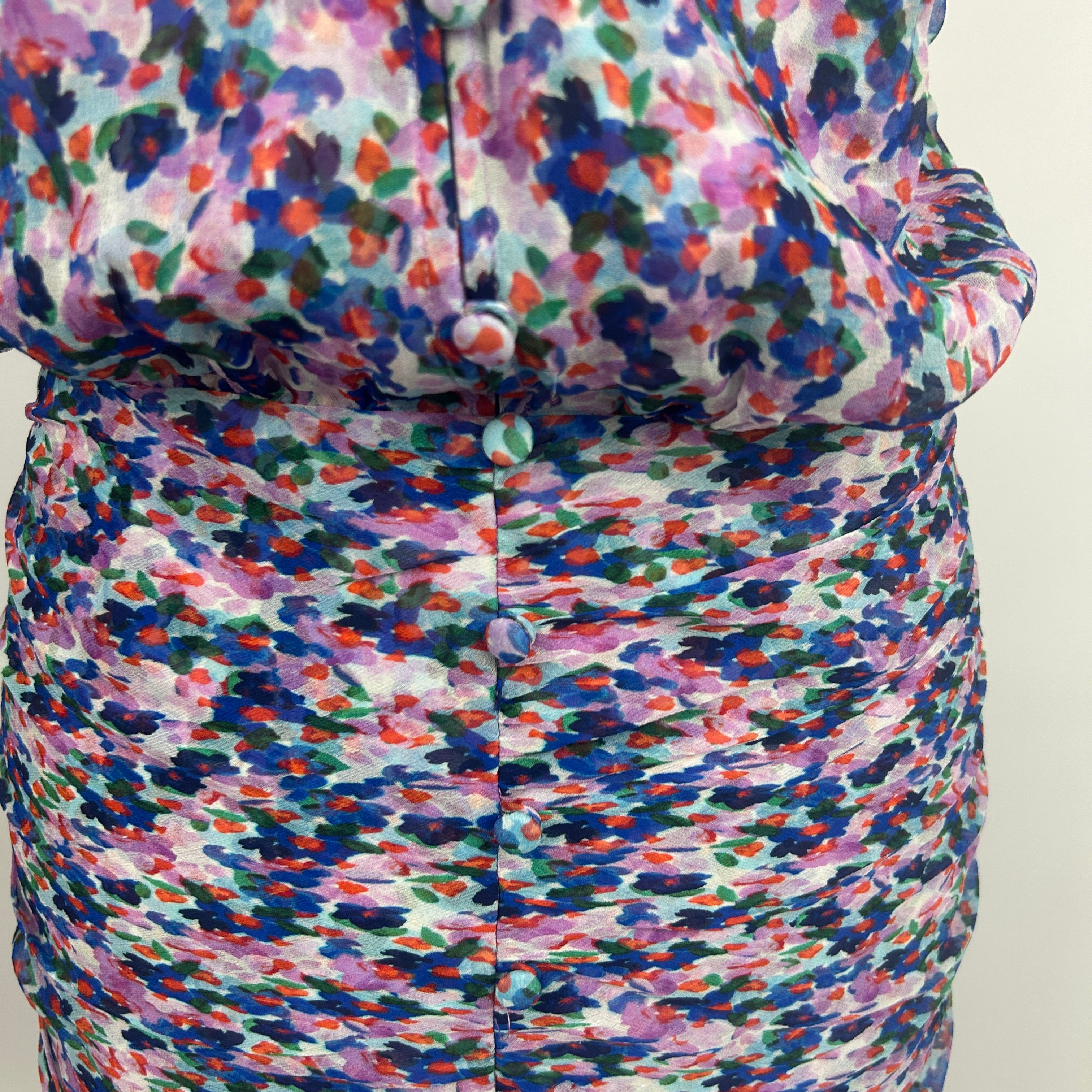 Veronica Beard New £498 Lilac Floral Silk Chiffon Dress XS
