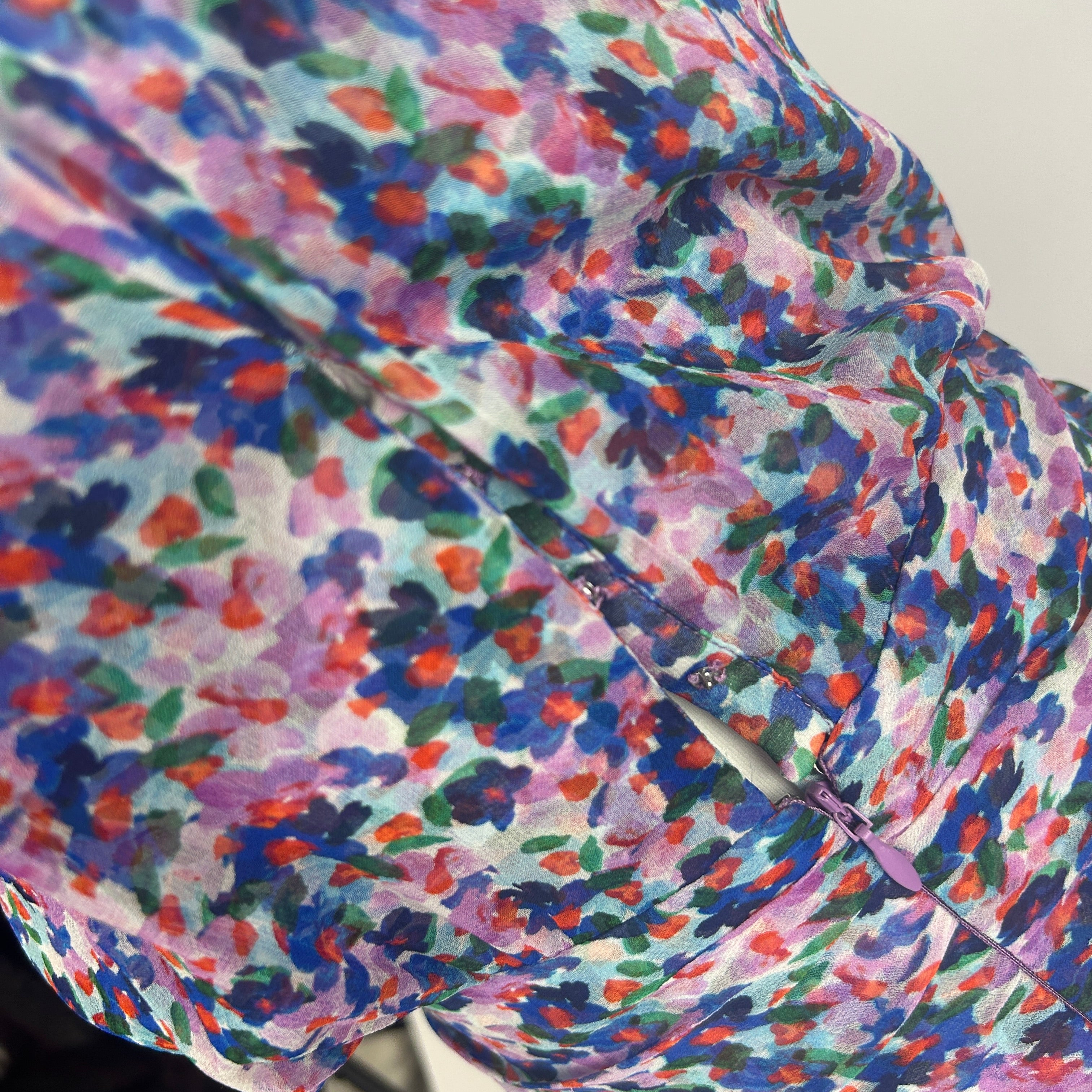 Veronica Beard New £498 Lilac Floral Silk Chiffon Dress XS
