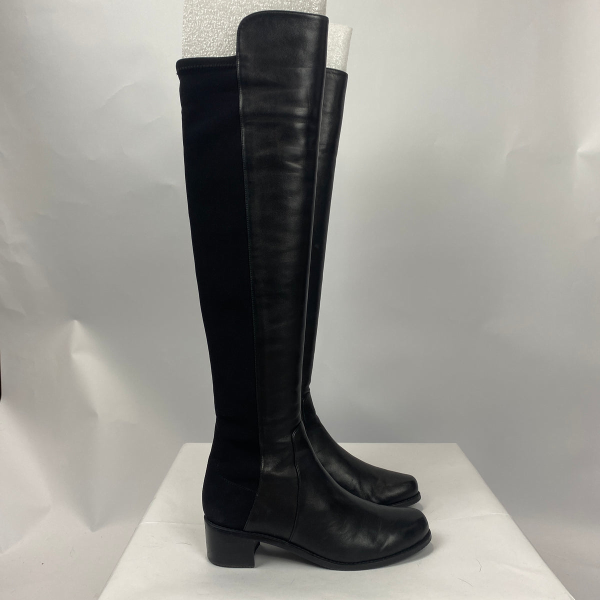 Stuart Weitzman £750 Black Leather Reserve Over The Knee Boots 37.5
