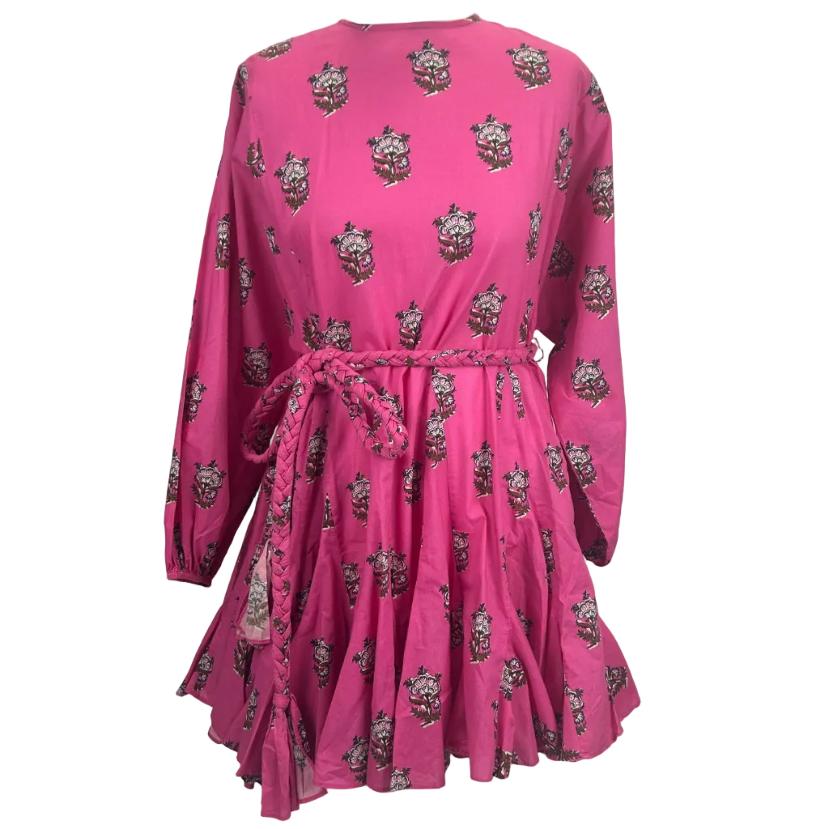 Rhode Resort New Pink Print Cotton Flared Mini Dress XS