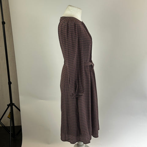Anna Thomas Rose & Teal Print Silk Midi Dress XS