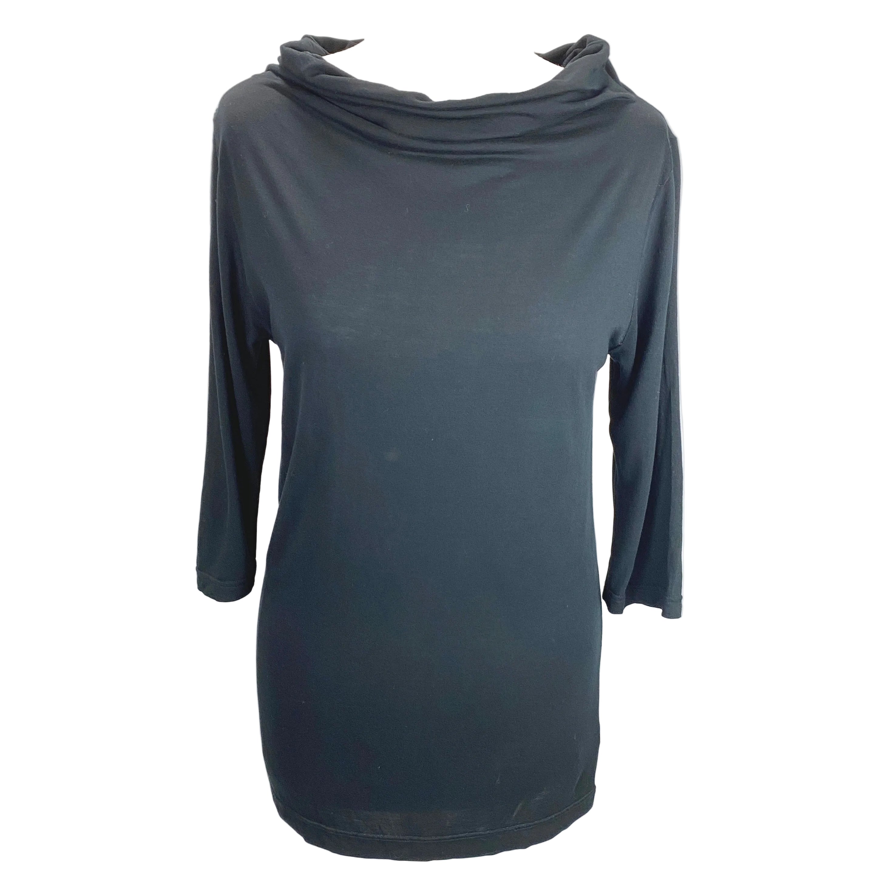 Dries Van Noten New £365 Black Fine Jersey Asymmetric Top M
