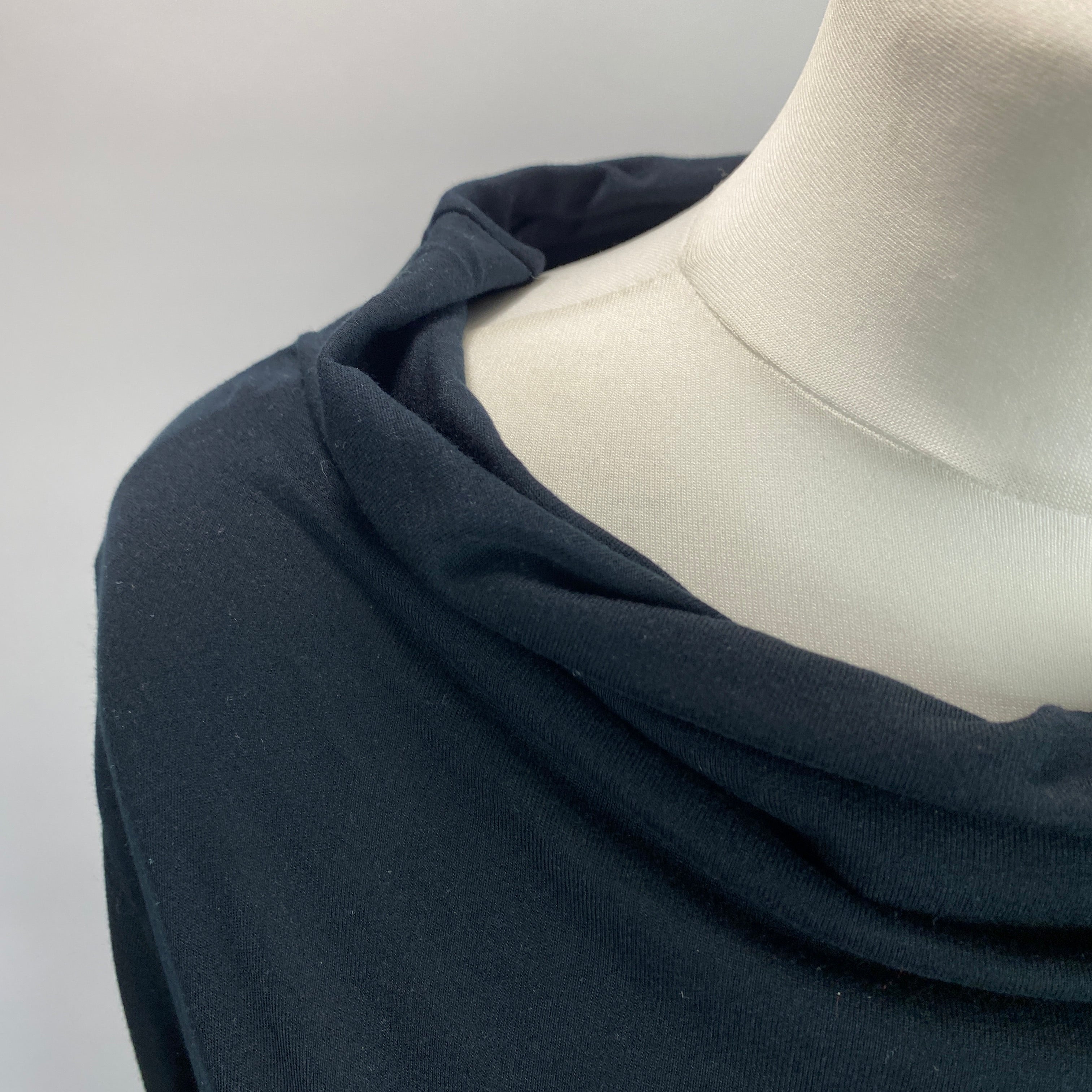 Dries Van Noten New £365 Black Fine Jersey Asymmetric Top M