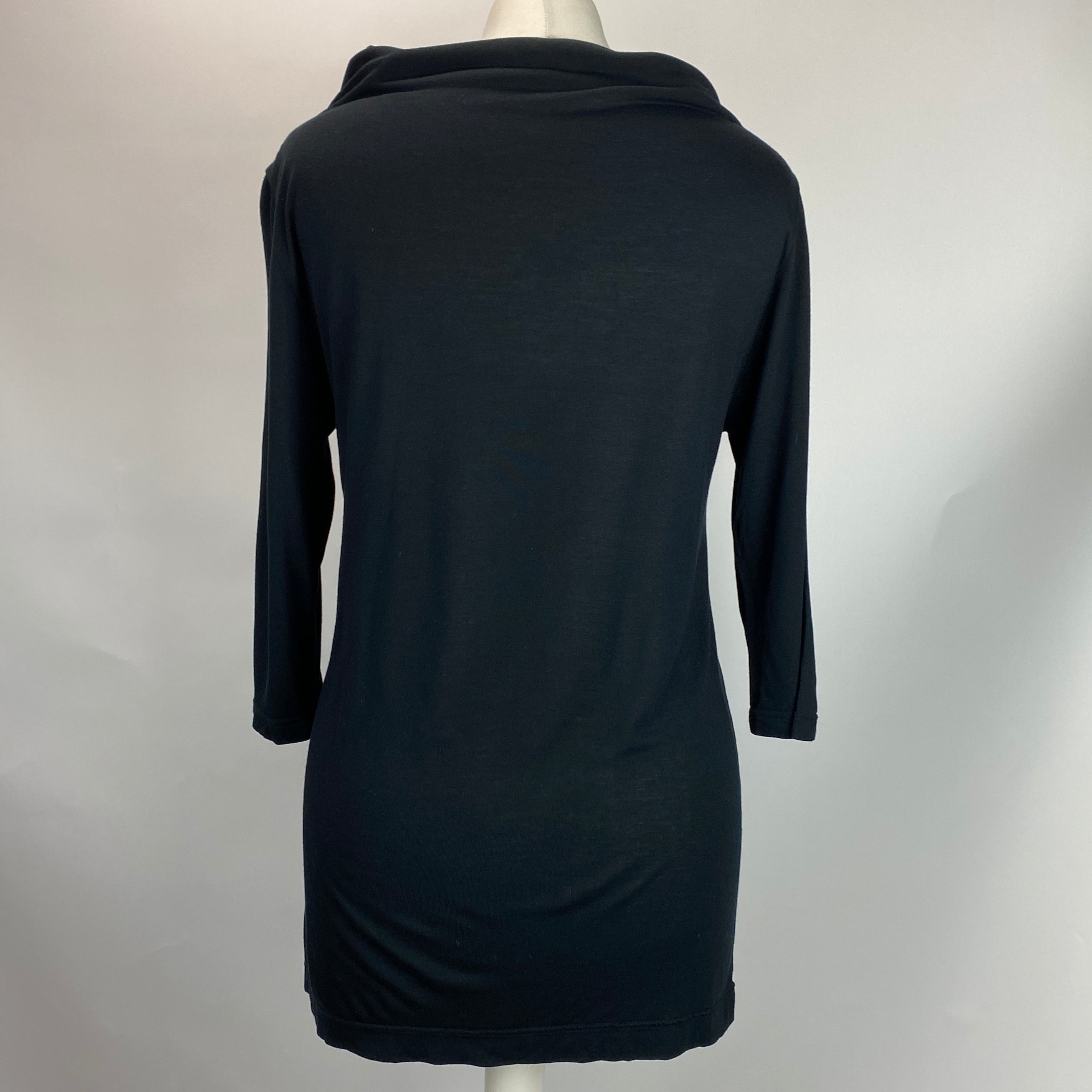 Dries Van Noten New £365 Black Fine Jersey Asymmetric Top M