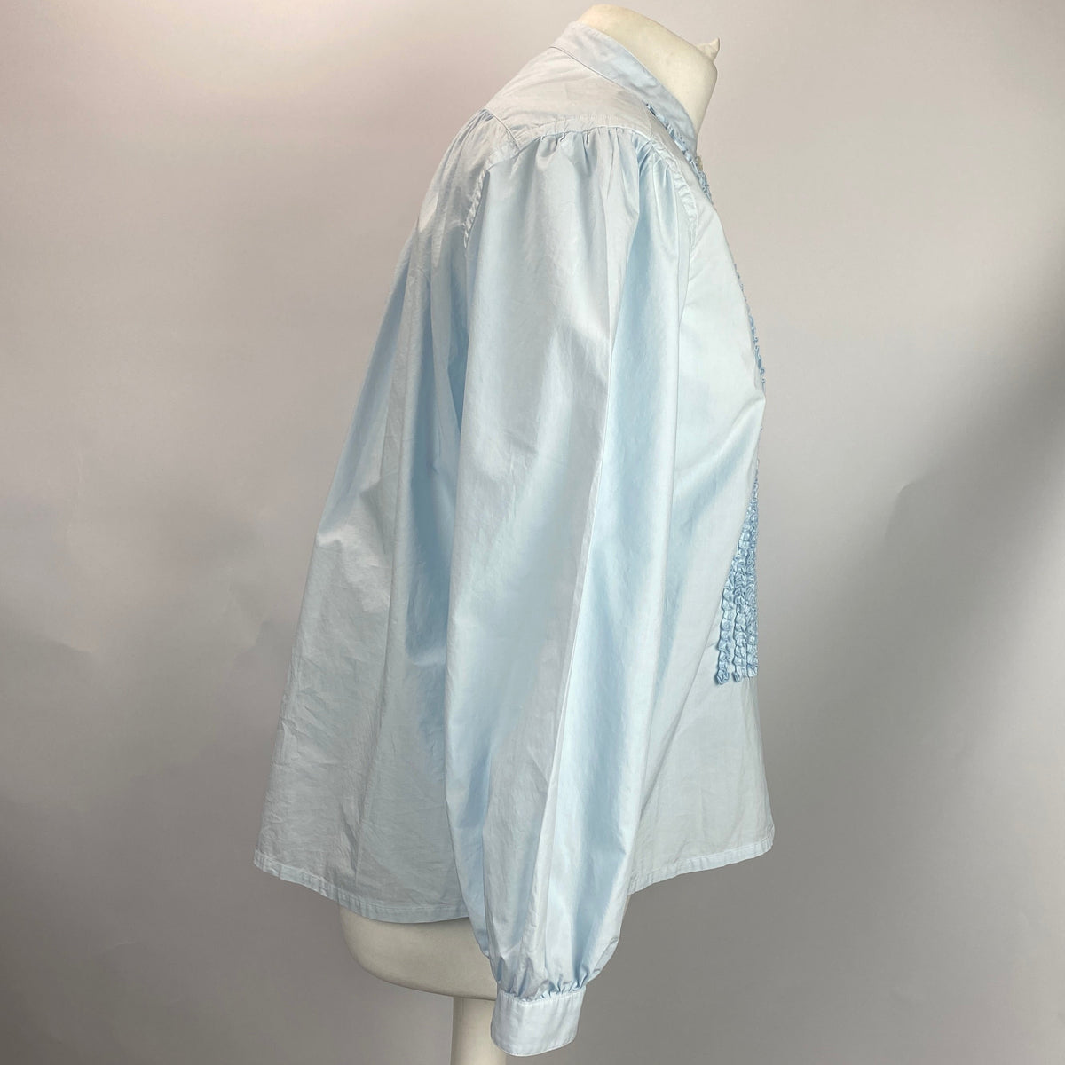 Vincenzo Di Ruggiero £239 Pale Blue Camilla Ruffle Shirt M