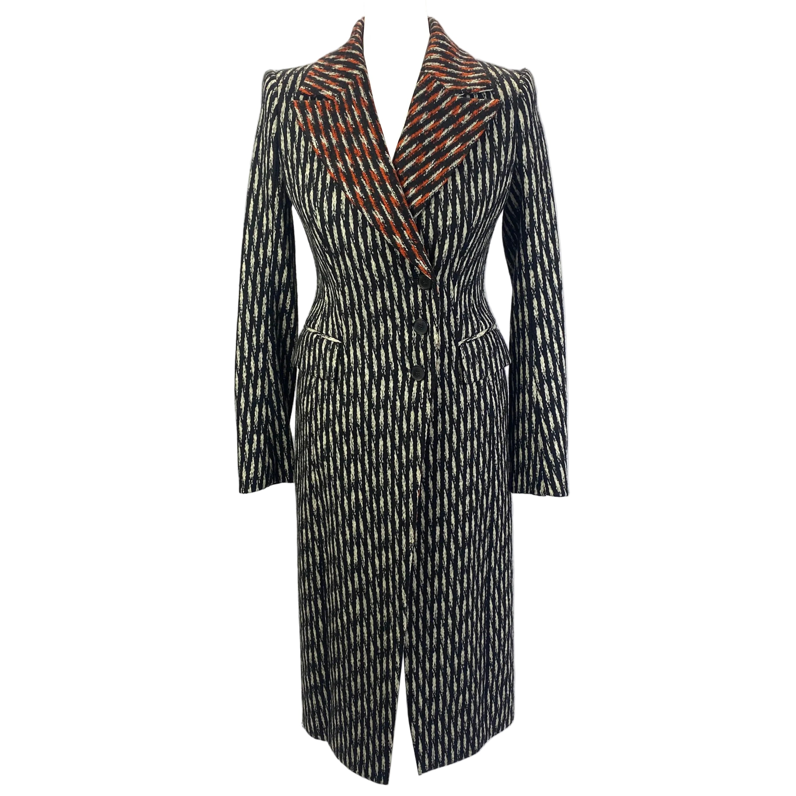 Hugo Boss Monochrome & Orange Weave Runway Ed Coat XXS