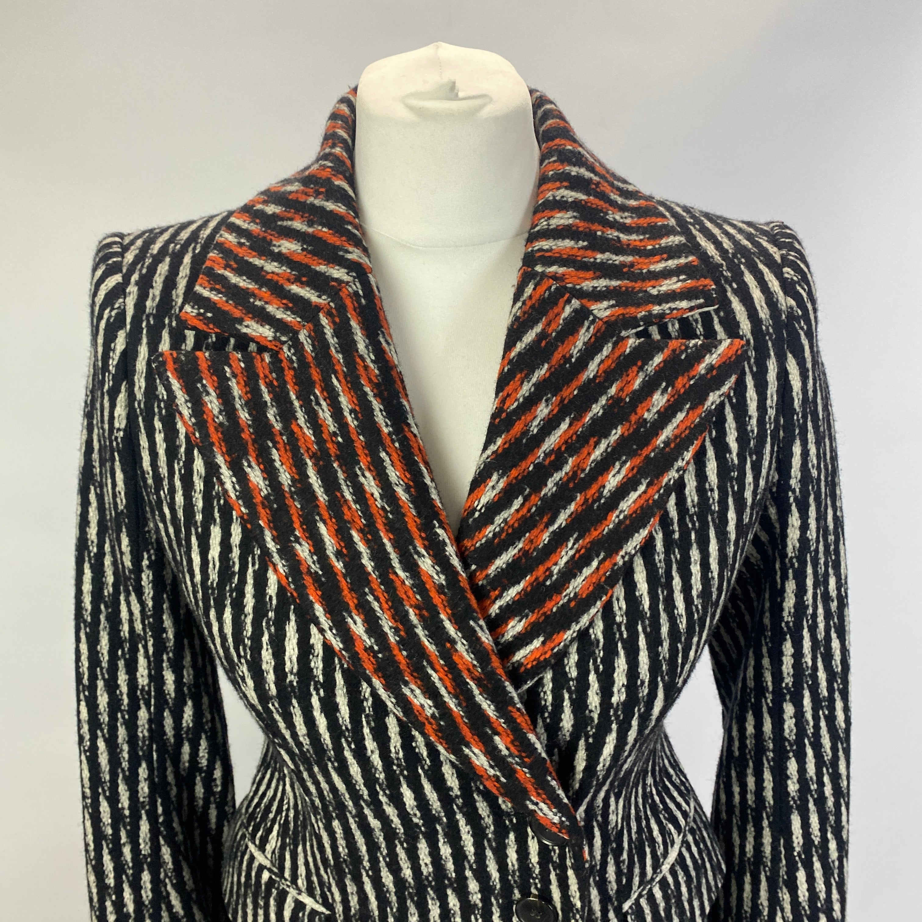 Hugo Boss Monochrome & Orange Weave Runway Ed Coat XXS