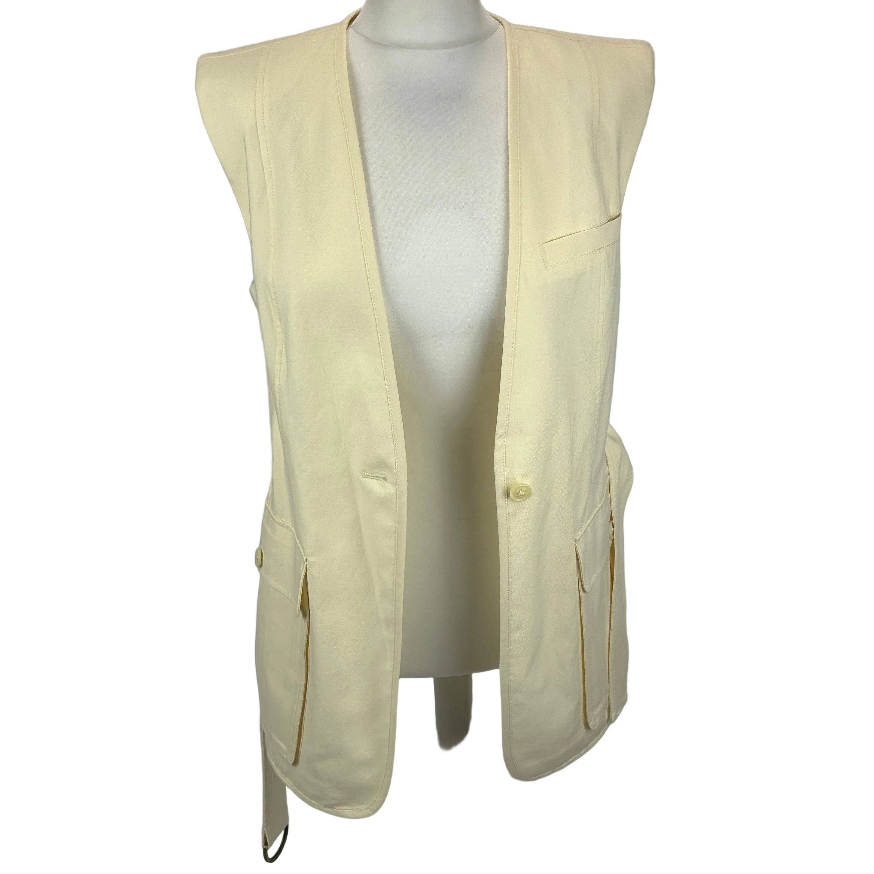 Ulla Johnson New £560 Cream Cotton Twill Sleeveless Jacket M