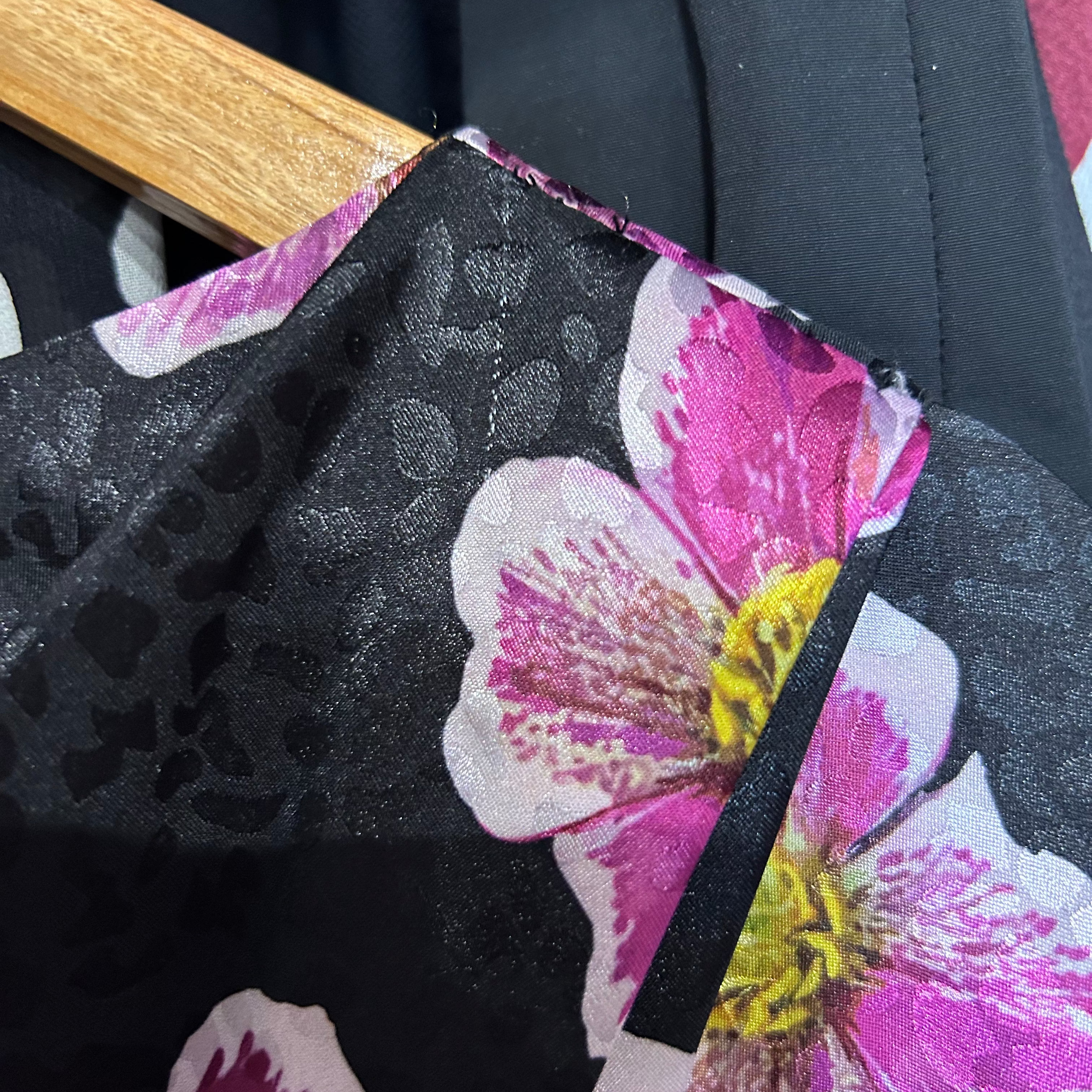 Borgo De Nor Black & Pink Floral Satin Maxi Dress S
