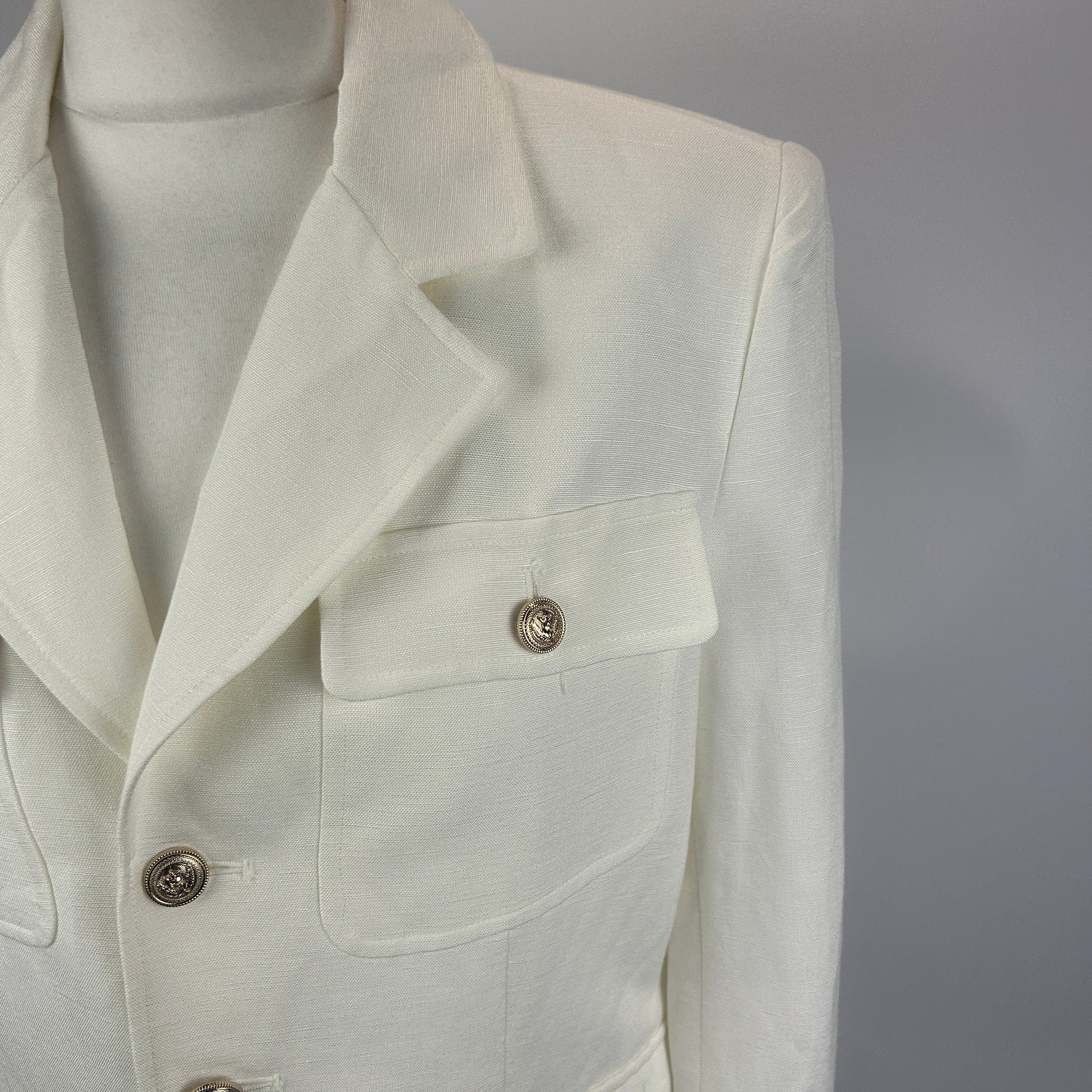 Paige £470 Ivory Linen Mix Safari Jacket M