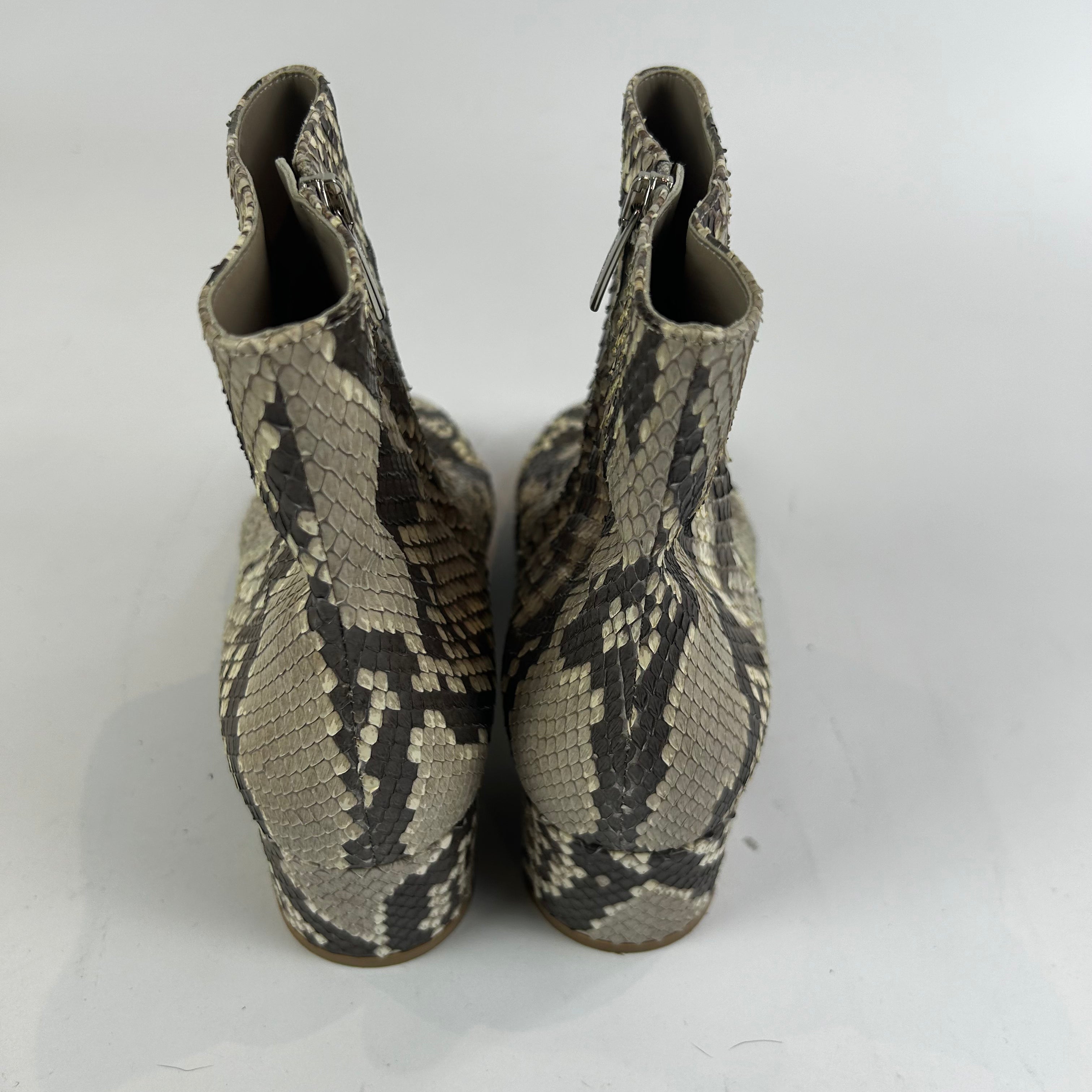 Gianvito Rossi Taupe Snakeskin Block Heel Ankle Boots 39