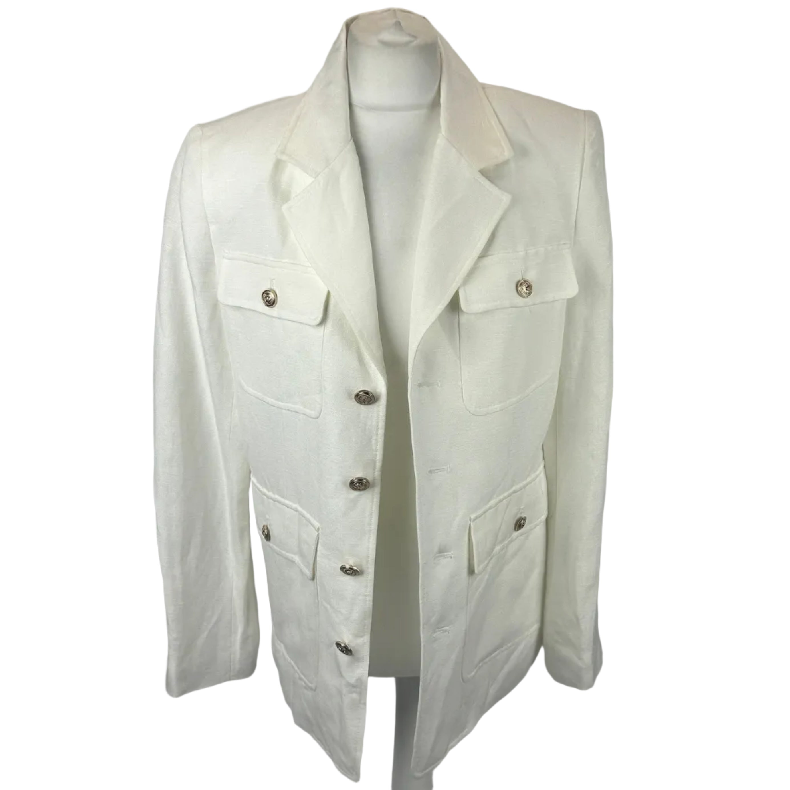 Paige £470 Ivory Linen Mix Safari Jacket M