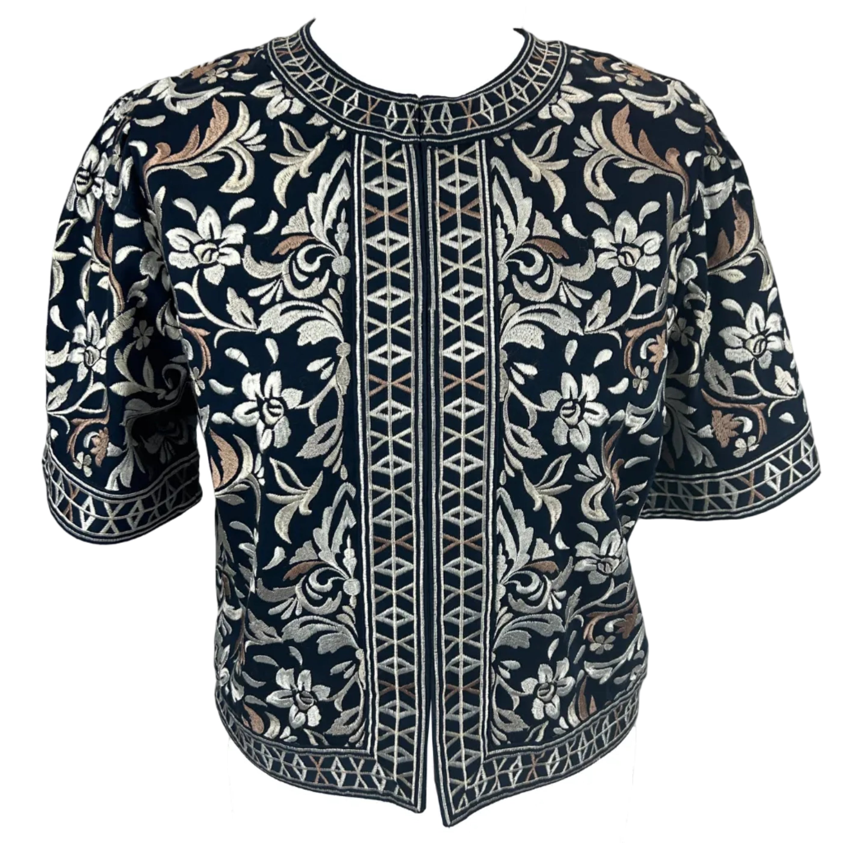 Ramy Brook New Navy Embroidered Cotton Jacket M