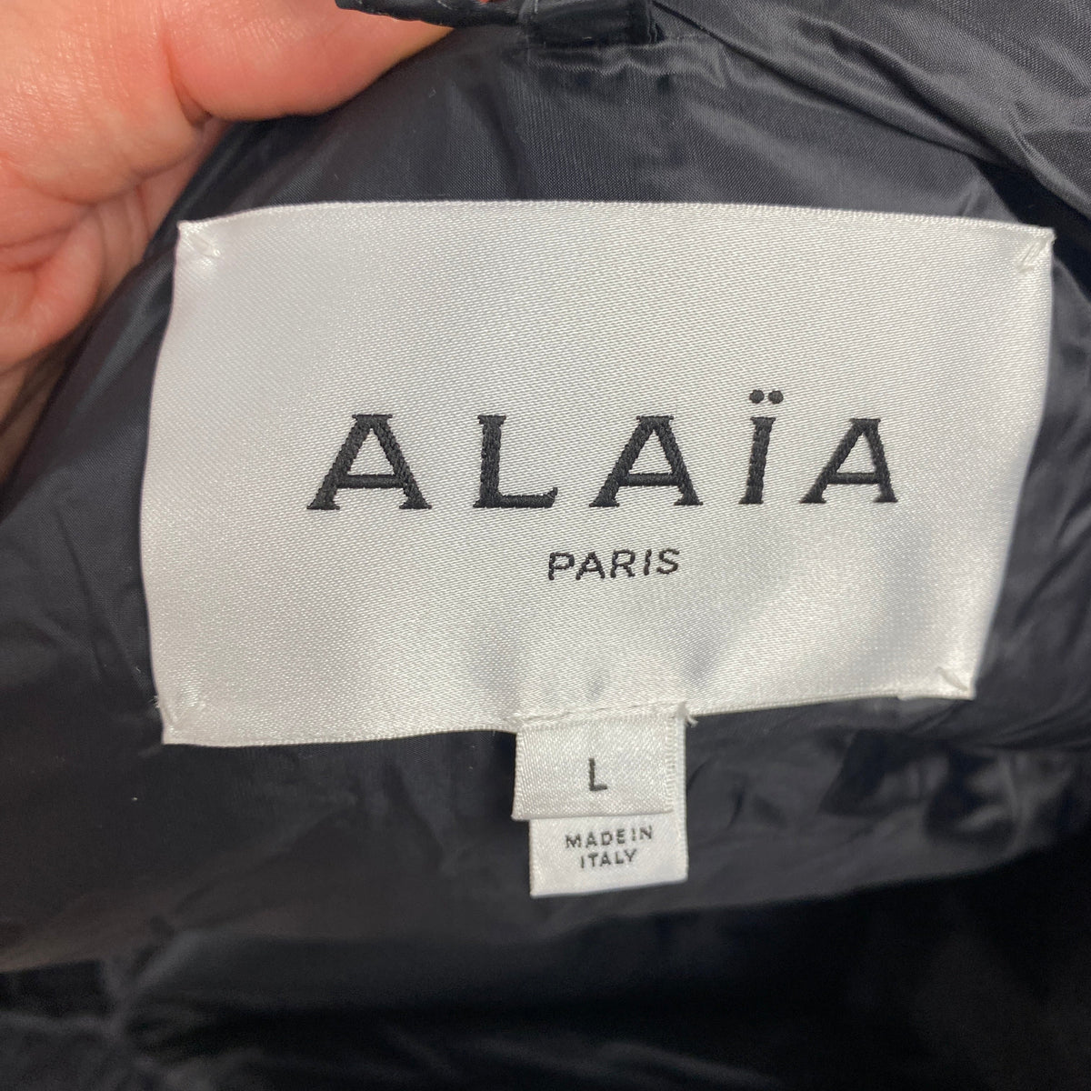 Alaia New £1700 Black Hooded Quilted Puffa Coat L